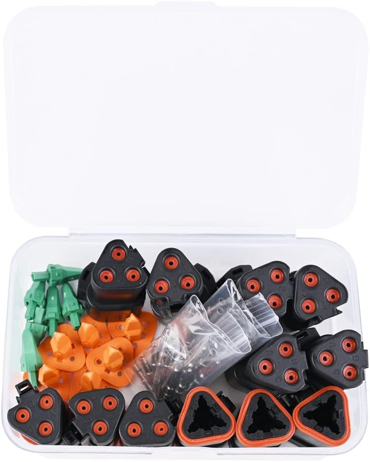 JRready ST6272 6 Sets Black Sealing Enhanced DT 3 Pin Connectors,Waterproof Electrical Wire Connector with Solid Contacts 14-20 AWG