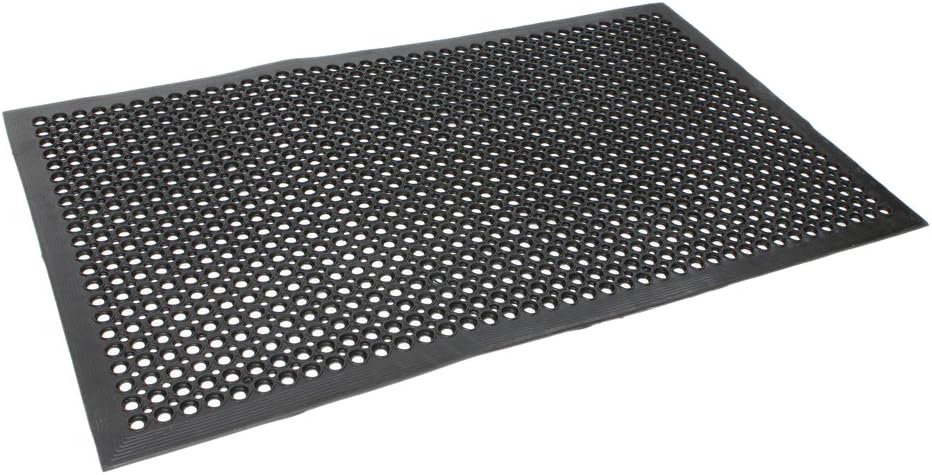Lovinland Outdoor Mat Rubber Floor Mat Drainage Mat 60 x 35 Inch Non- Slip MatCommercial Heavy Duty Mat for Kitchen Garage Resturant Garden Indoor Outdoor Mat Black