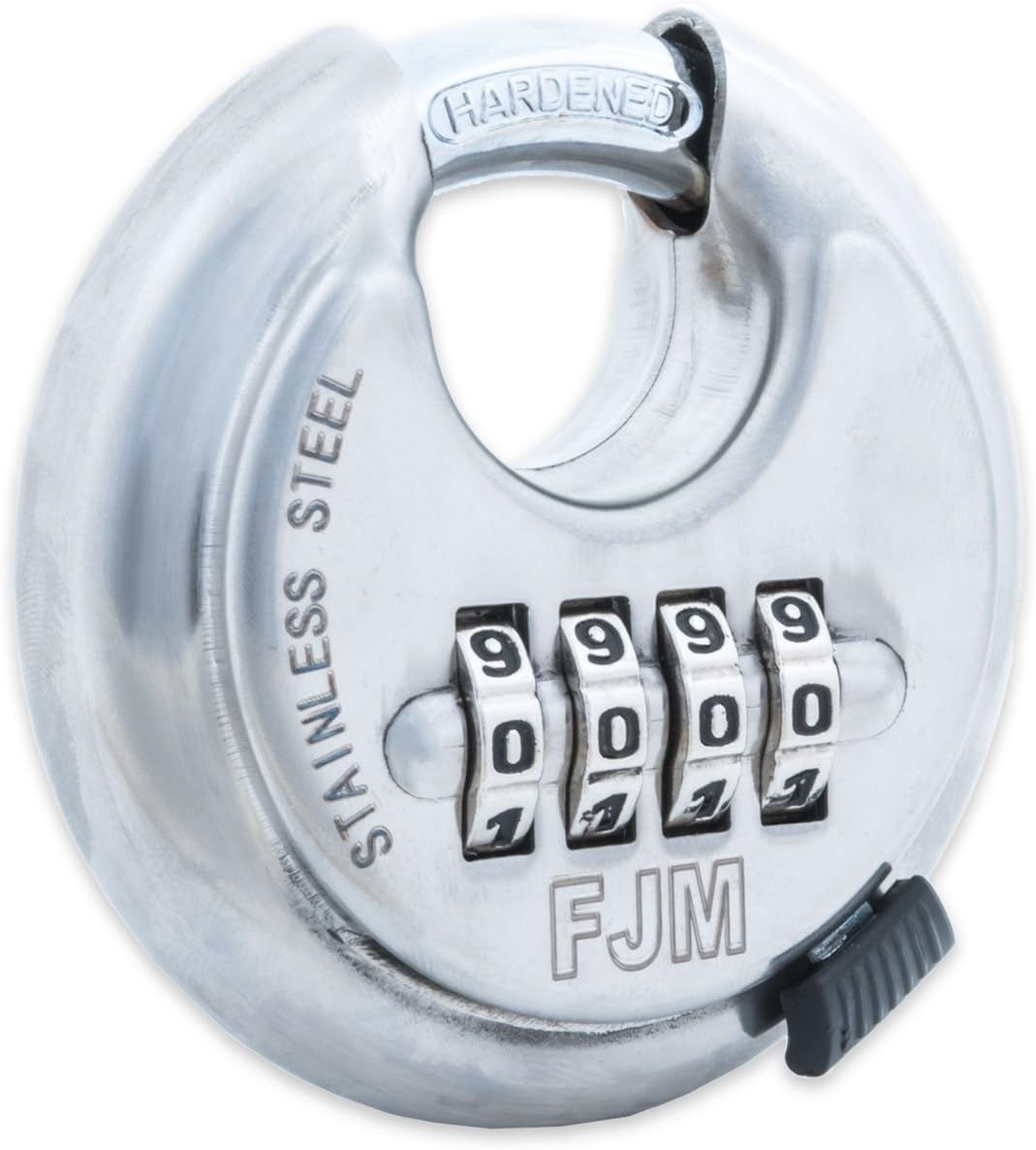 FJM Security SX-790 4-Dial Combination Disc Padlock, Chrome - 10 Pack Pack of 2