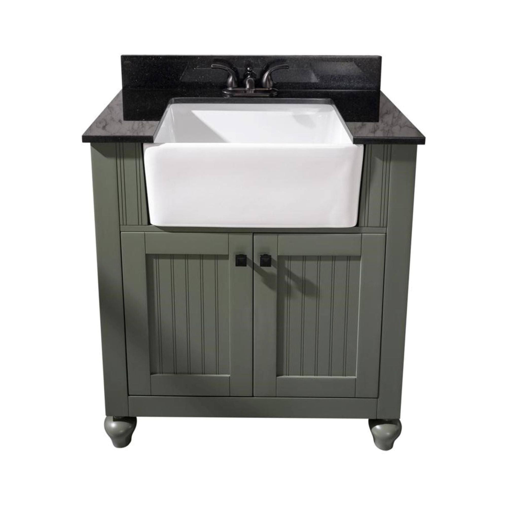 Legion Furniture 30x22 Sink Vanity with Black Granite Top, Pewter Green