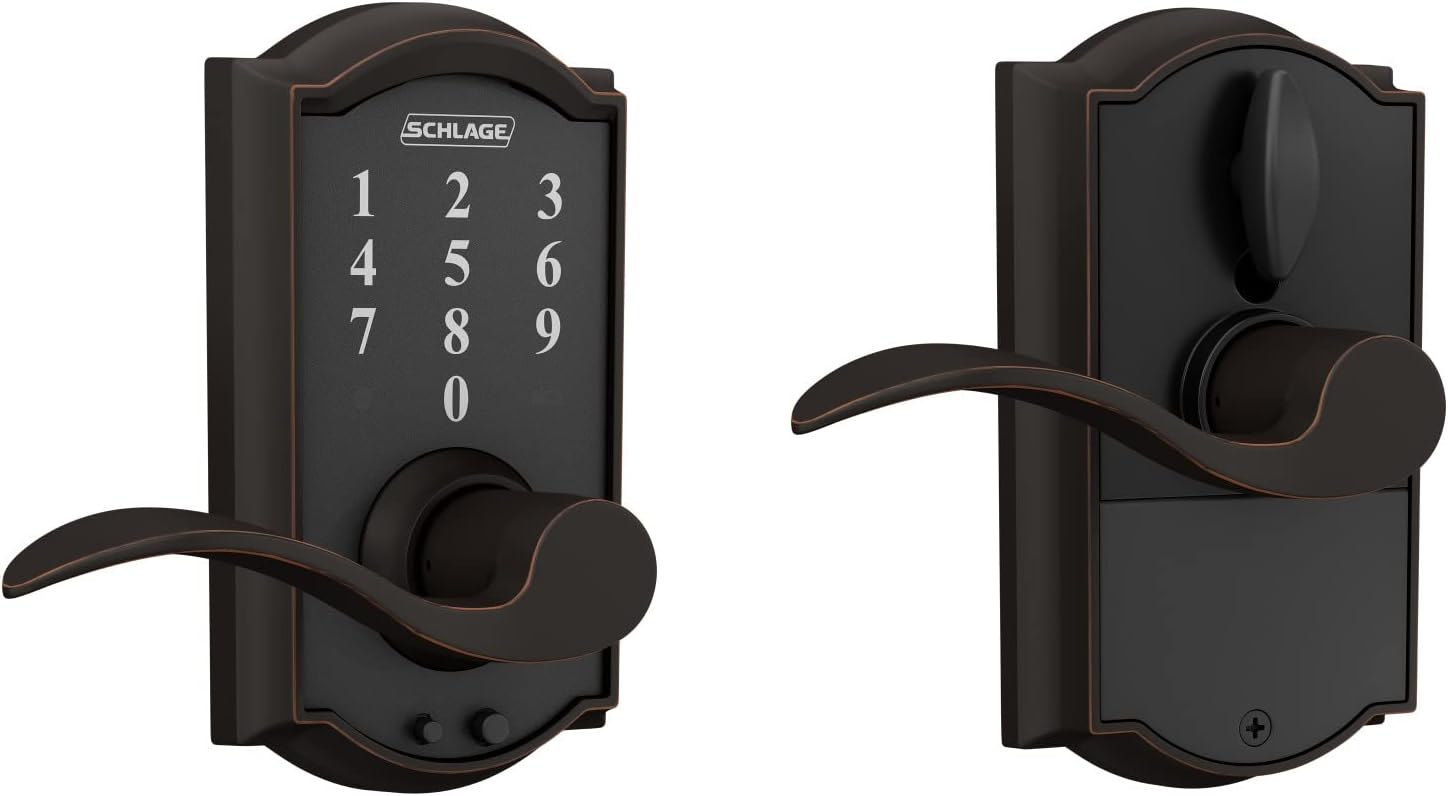 Schlage FE695 CEN 622 LAT Touch Century Latitude Lever Electronic Keyless Entry Lock, Matte Black