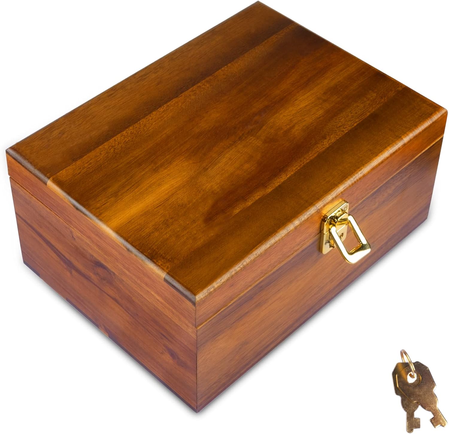 Wood Box Large Keepsake Boxes with Hinged Lids Solid Wooden Storage Boxes with Lock Big Sturdy Treasure Chest Decorative Stash Memory Gift Box for Office Home Decor (Large) Pack of 2