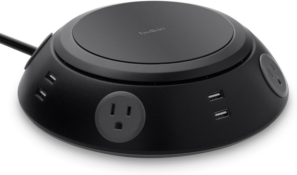 Belkin USB Power Strip Surge Protector - 4 AC Multiple Outlets & 8 USB Ports, 6 ft Long Heavy Duty Flat Plug Extension Cord for Home, Office, Travel, Computer Desktop & Charging Brick (1080 Joules)