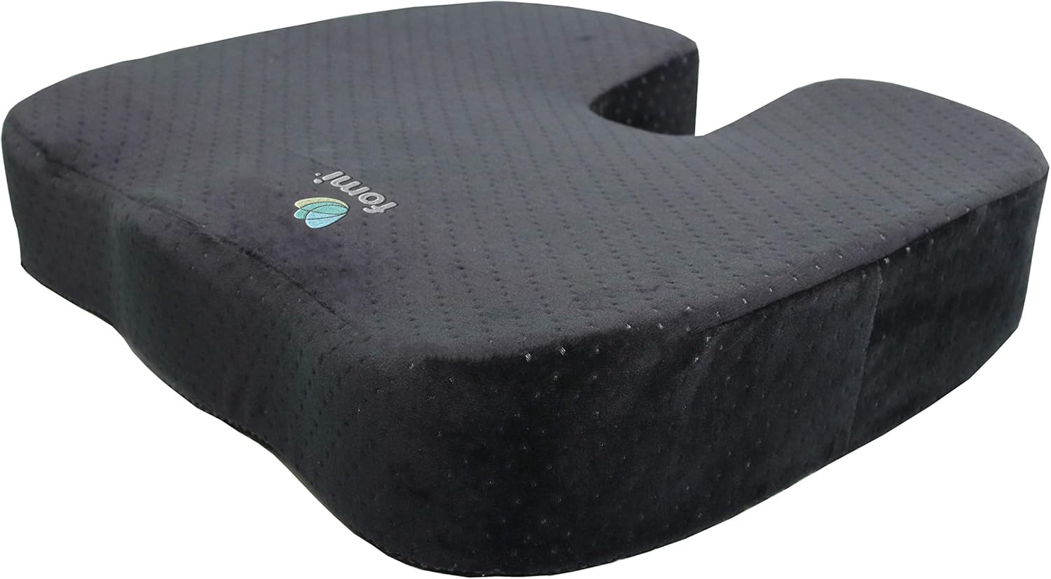 FOMI Extra Thick Firm Coccyx Orthopedic Memory Foam Seat Cushion | Black Large Cushion for Car or Truck Seat, Office Chair, Wheelchair | Back Pain Relief