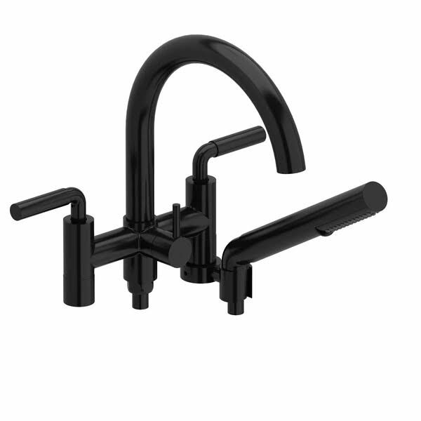 Riobel RU06LBK Riu Two Hole Tub Filler Without Risers - Black