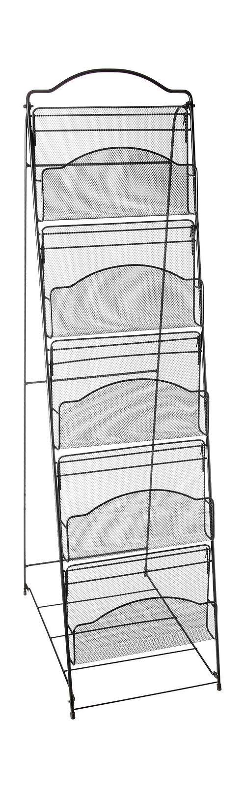 Safco Products 6461BL Onyx Mesh Floor Rack, 5 Pocket, Black