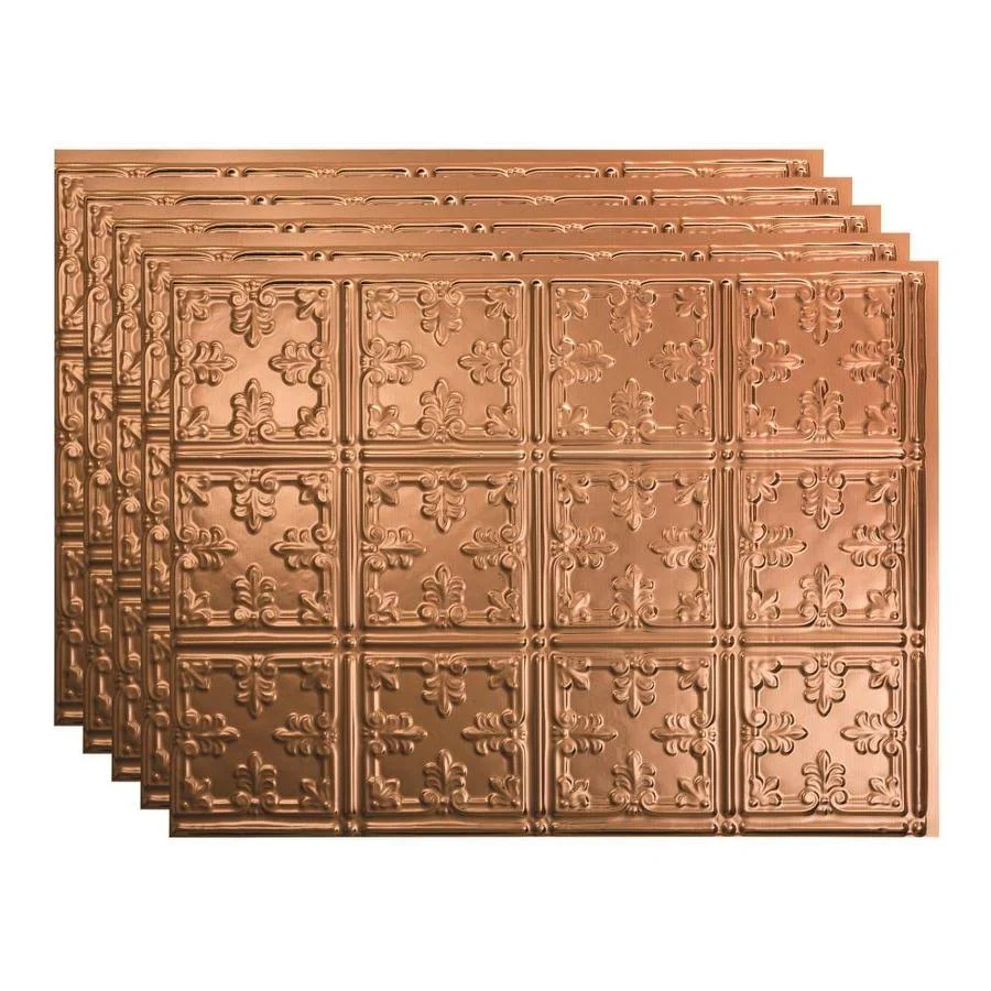 Fasade 18in x 24in Traditional Style/Pattern #10 Polished Copper Backsplash Panel (5 Pack)