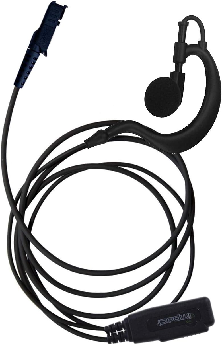 Two Way Radio Earpiece, 1-Wire Lapel Mic, Impact M17-S1W-EH1, Ear Hook Headset, Compatible with XPR 3300e XPR 3500e DP2000 DP2400e DP2600e PMLN5727 PMLN5733 PMLN5732 PMLN6757 Pack of 2