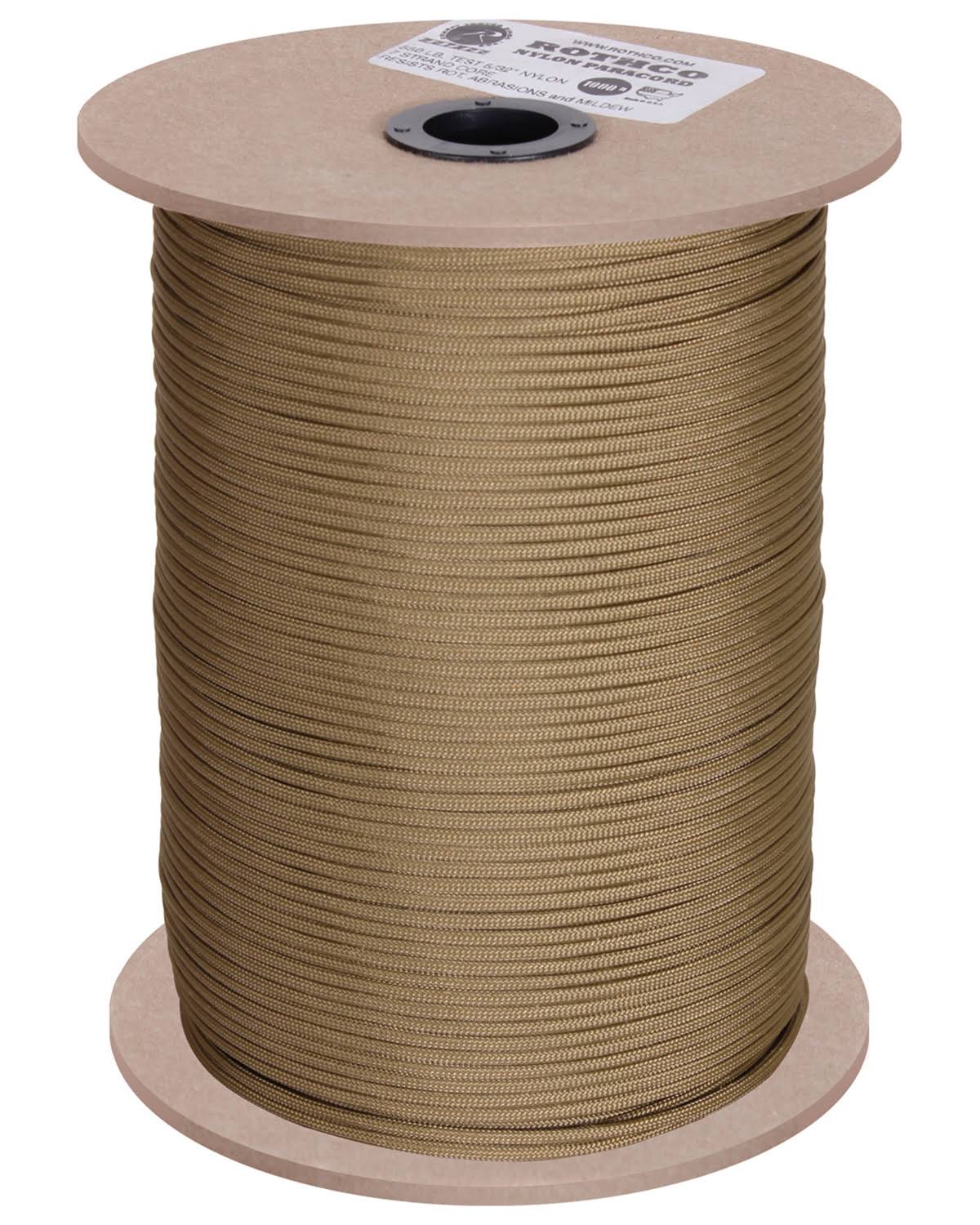 Rothco Coyote Brown Nylon Paracord 550lb 1000 Feet Spool