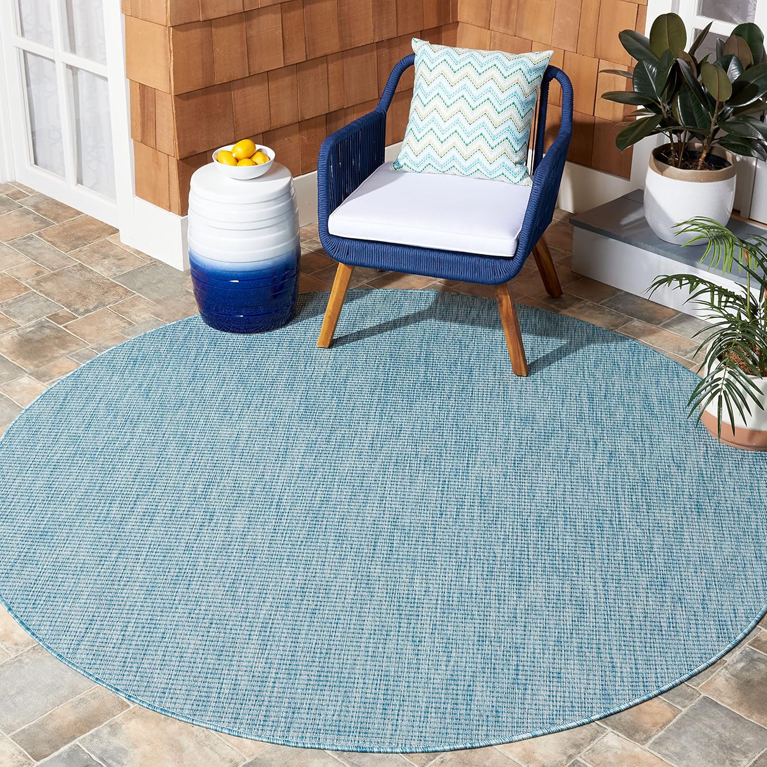 SAFAVIEH Courtyard Collection CY8403 Indoor/ Outdoor Non-Shedding Easy Cleaning Patio Backyard Porch Deck Mudroom Area Rug, 6'7