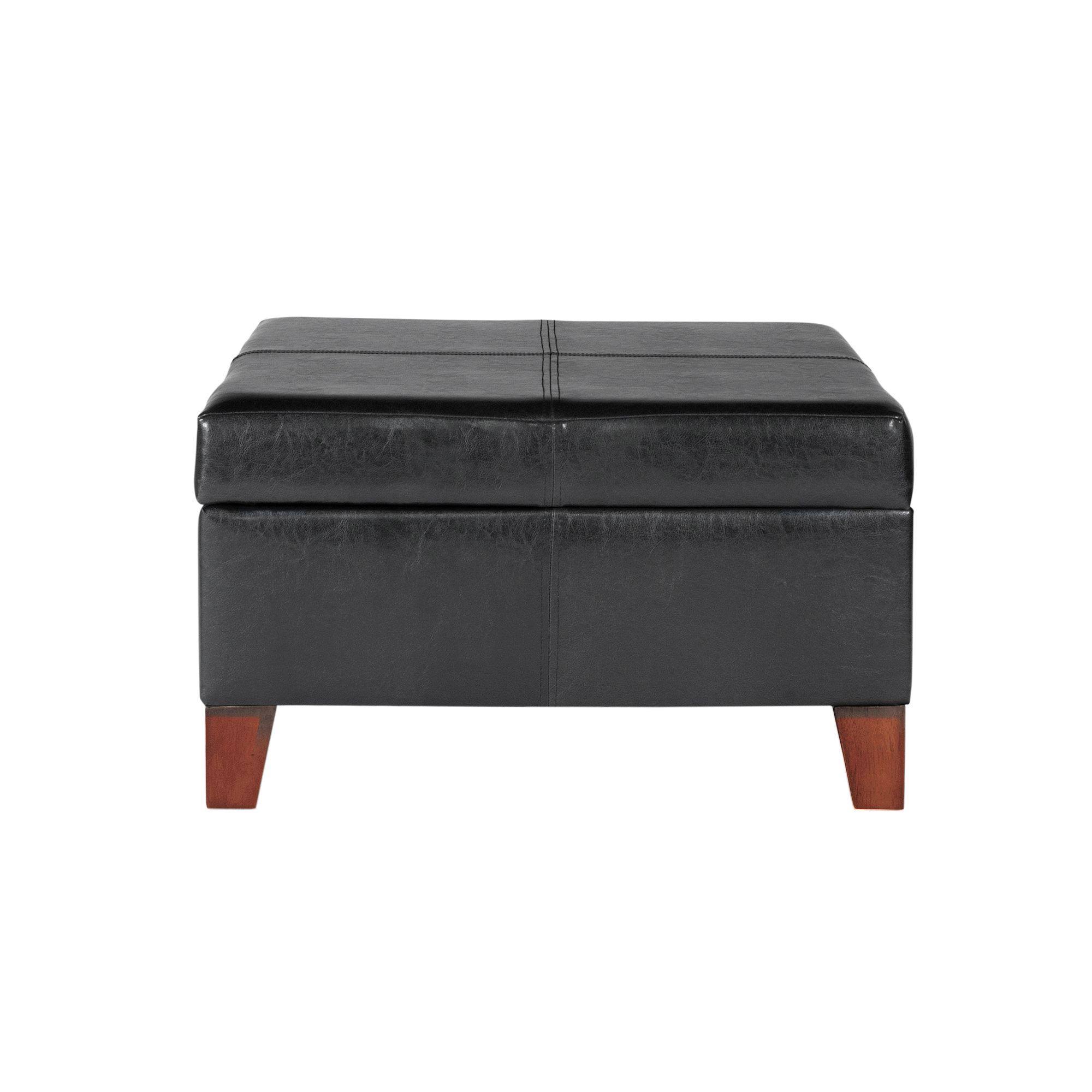 HomePop Luxury Storage Ottoman - Black