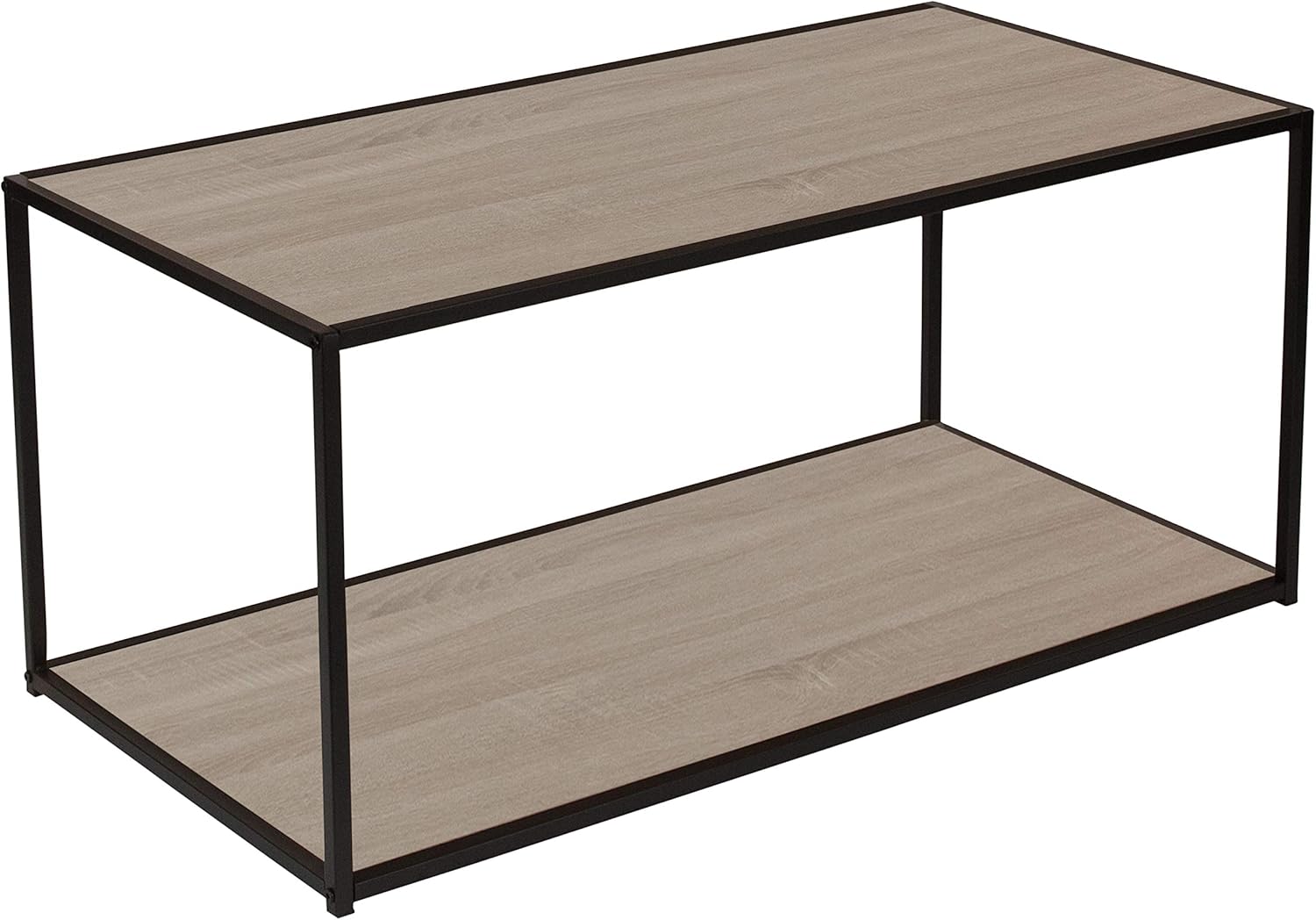 Flash Furniture Midtown Collection Sonoma Oak Wood Grain Finish Nesting Tables with Black Metal Cantilever Base