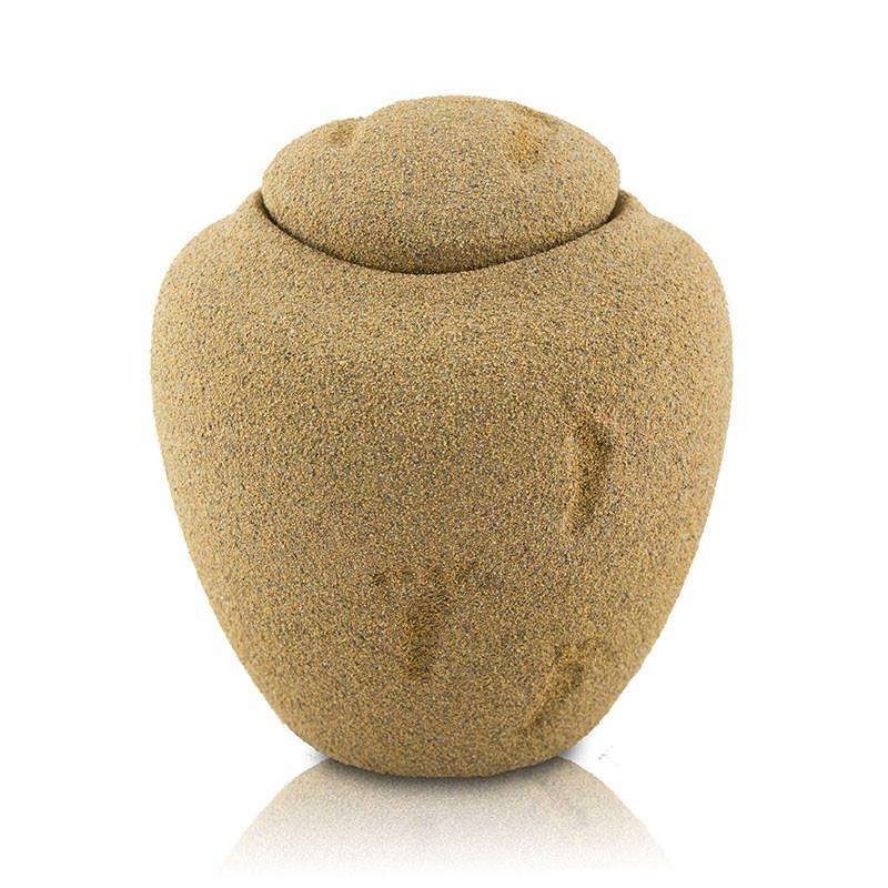 Oneworld Memorials Sandy Beach Recycled Material Biodegradable Cremation Urn - Small - Holds Up to 50 Cubic Inches of Ashes - Sa