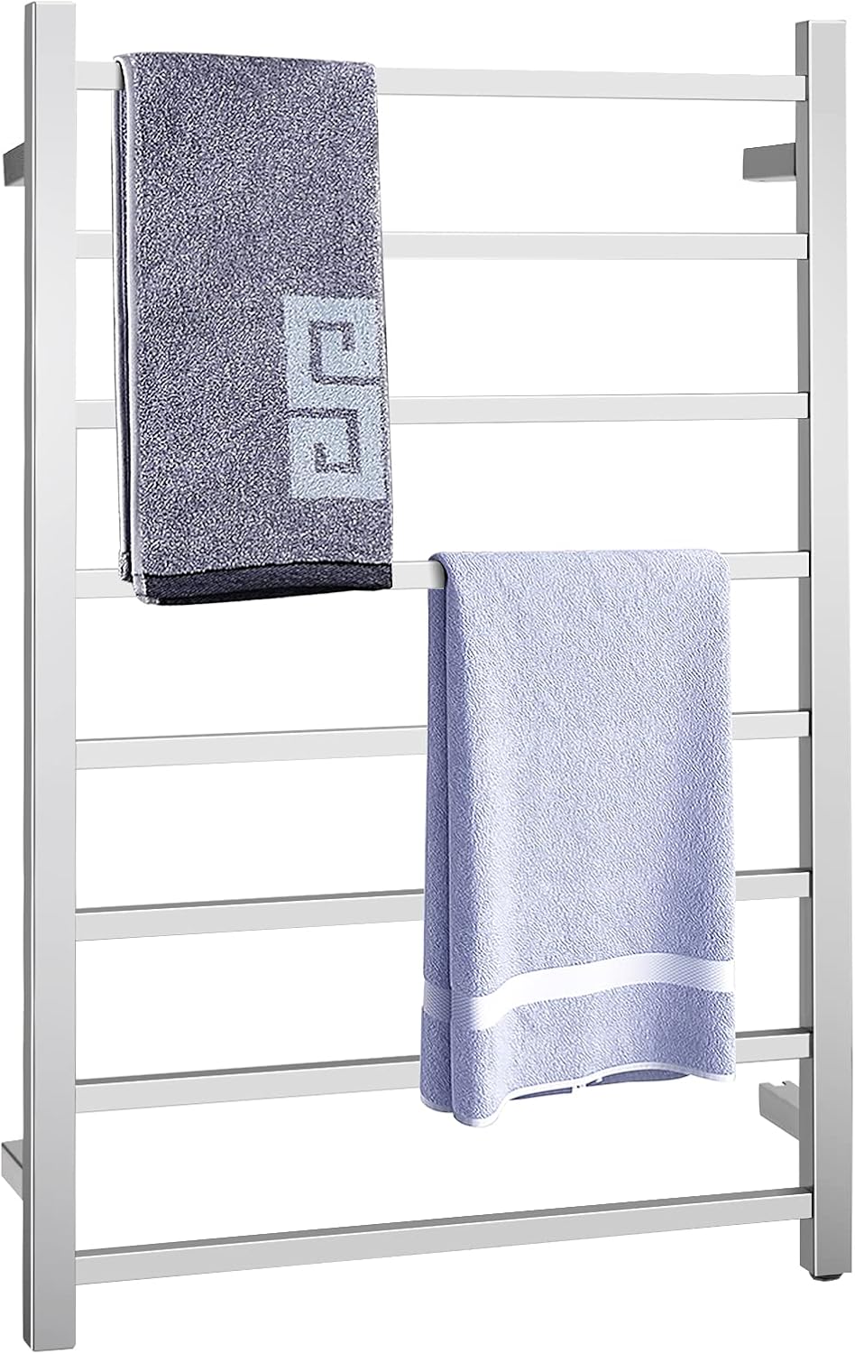 Tangkula Towel Warmer 8 Bars, Wall Mounted Electric Heated Towel Rack, Plug-in Polished 304 Stainless Steel Towel Drying Rack for Bathroom, 23.5”L x 4.5”W x 36”H