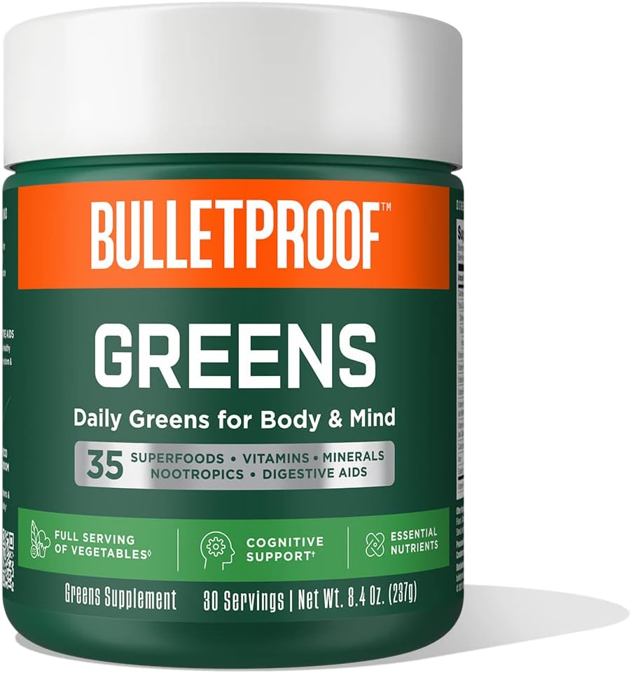 Bulletproof Greens, 8.4 Ounces, Daily Greens Powder with Superfoods and Nootropics… Pack of 2
