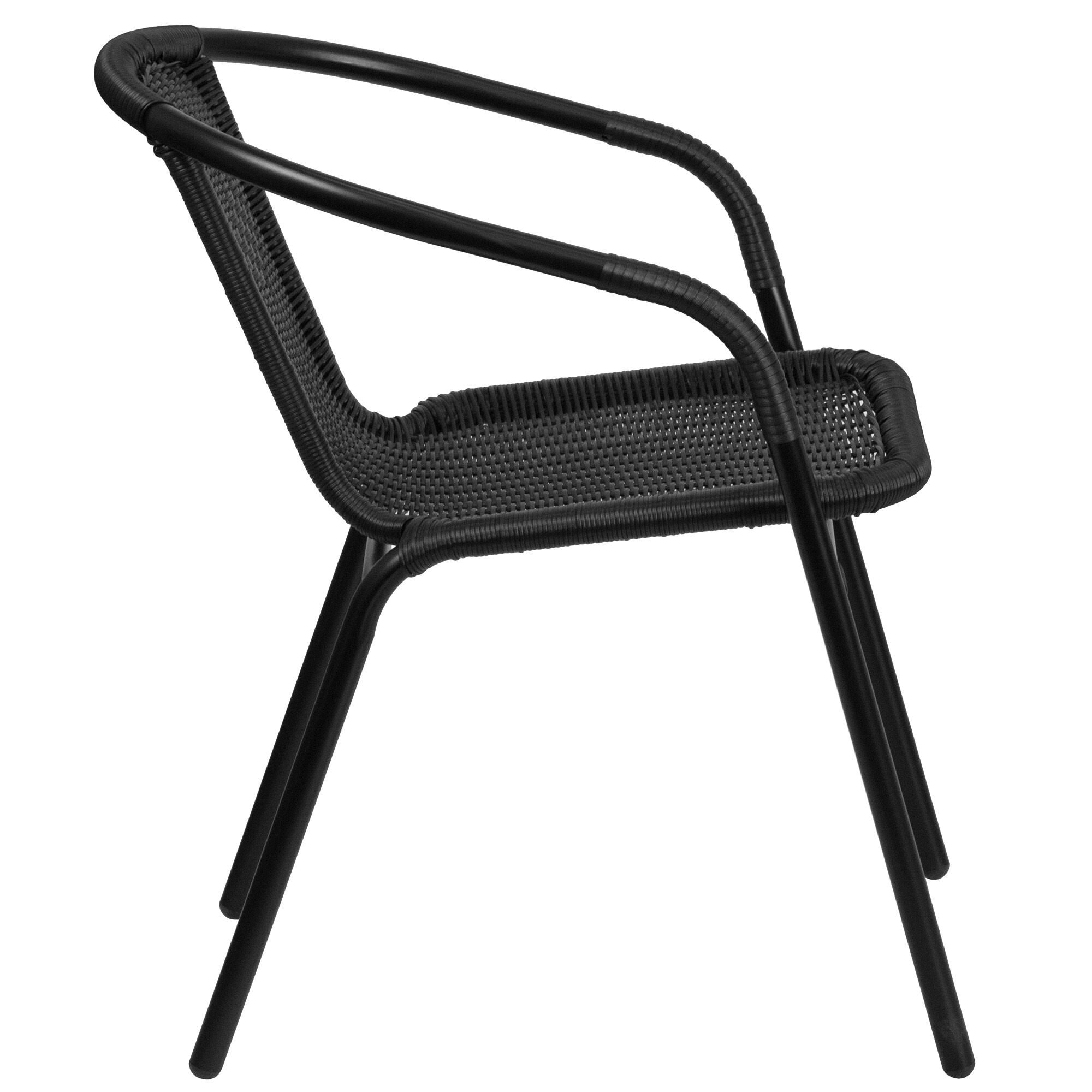 28.5&rdquo; Black Outdoor Furniture Patio Stackable Chair