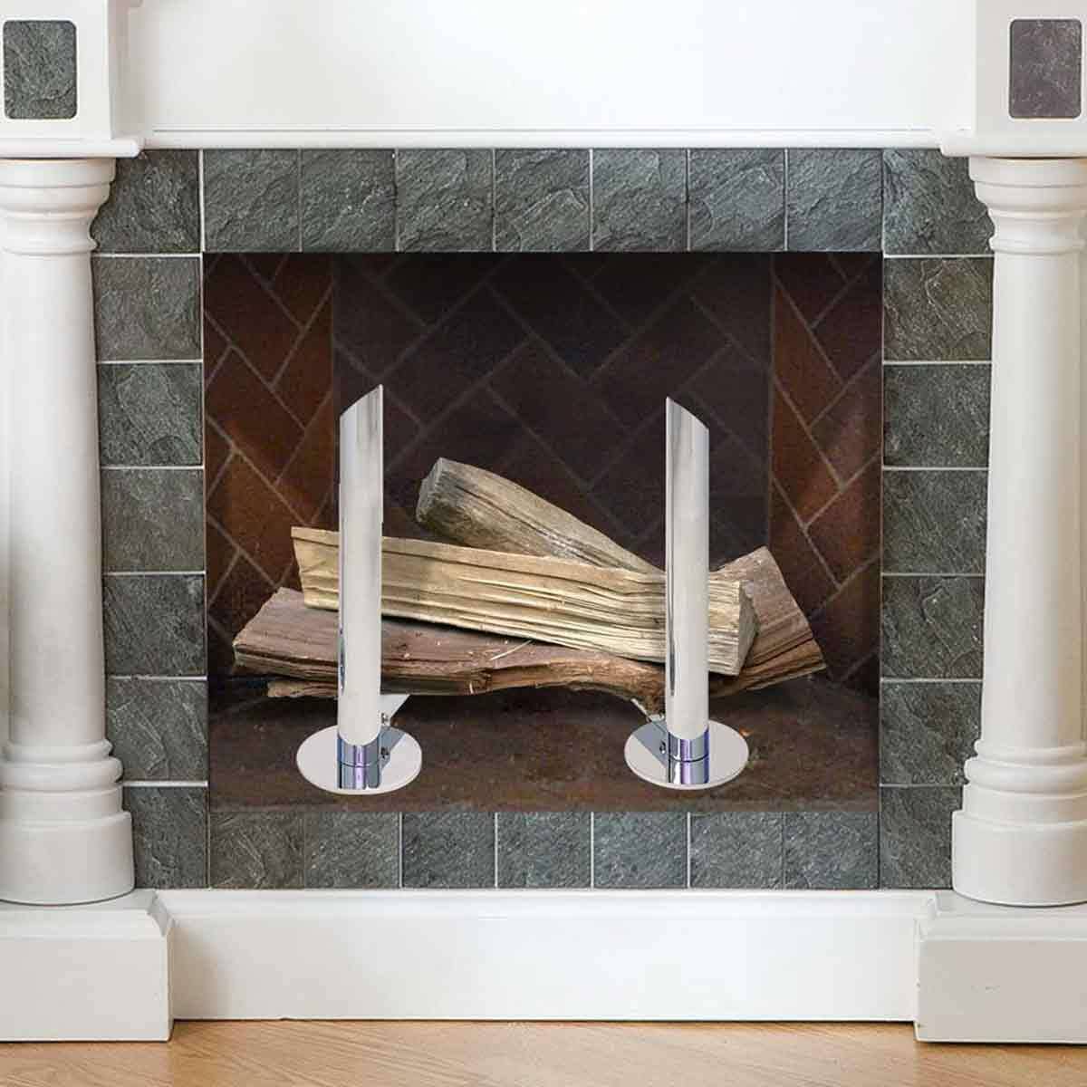 Pilgrim Polished Nickel Modern Tower Fireplace Andirons 18668