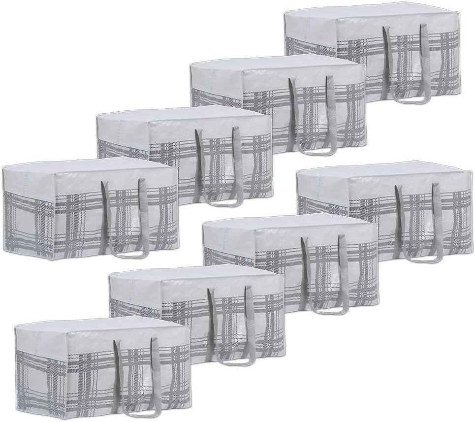 UL Source Moving Bags Extra Large Tote Storage Space Saver Bags 8PACKS Closet Organization Heavy Duty Storage Moving Bags with Zipper and Strong Handles for Shoes,Blanket,Pillow, Moving Supplies,Clothes Storage