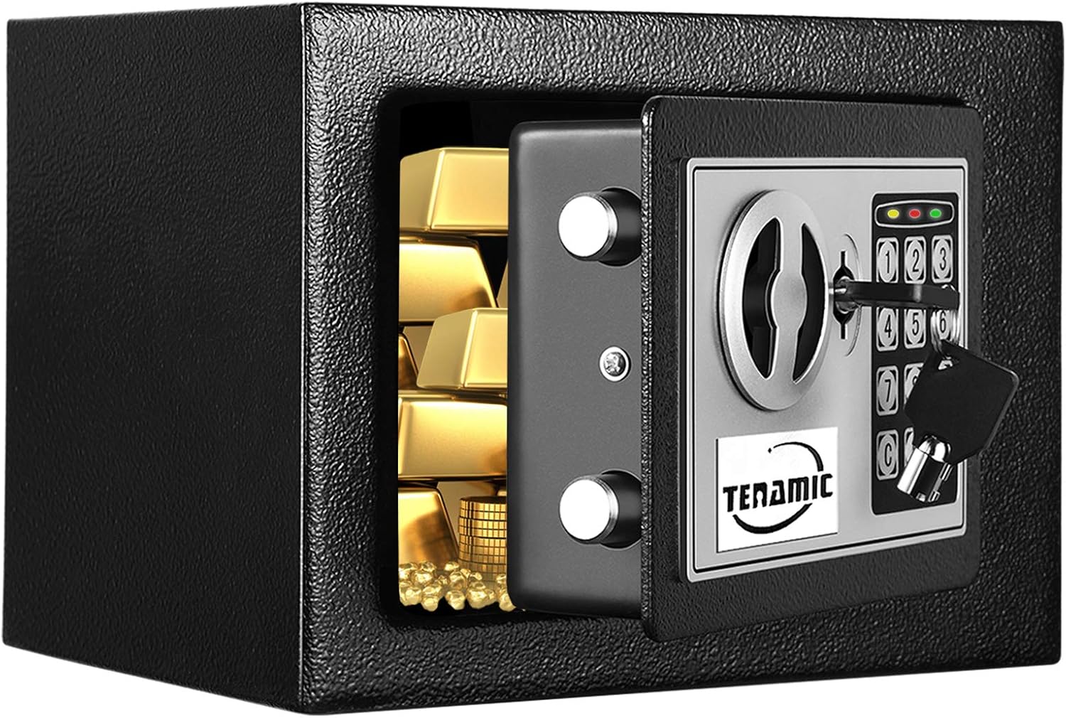 TENAMIC Safe Box 0.23 Cubic Feet Electronic Digital Security Box, Keypad Lock Box Cabinet Safes, Solid Alloy Steel Office Hotel Home Safe, Black Pack of 2