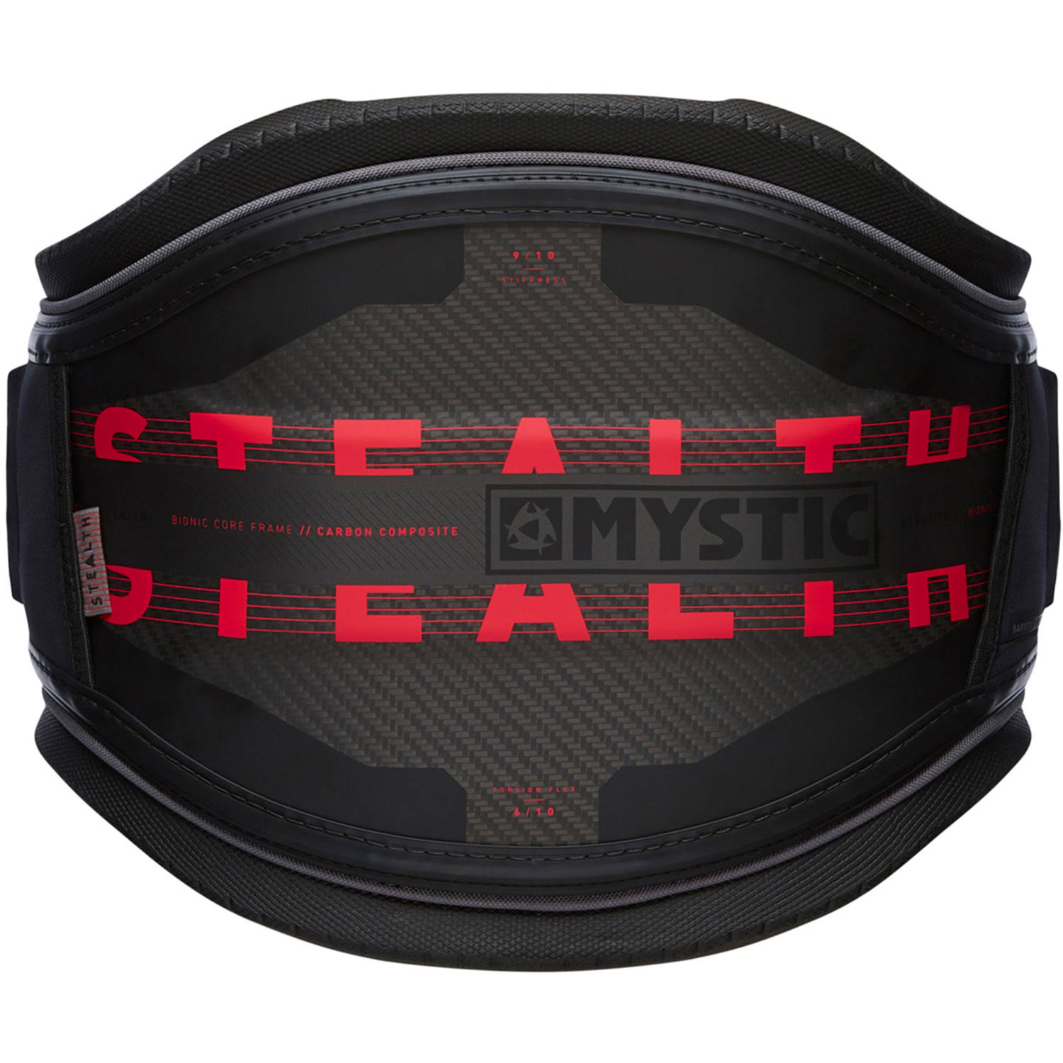 Mystic 2021 Stealth Waist Harness No Bar - Black / Red