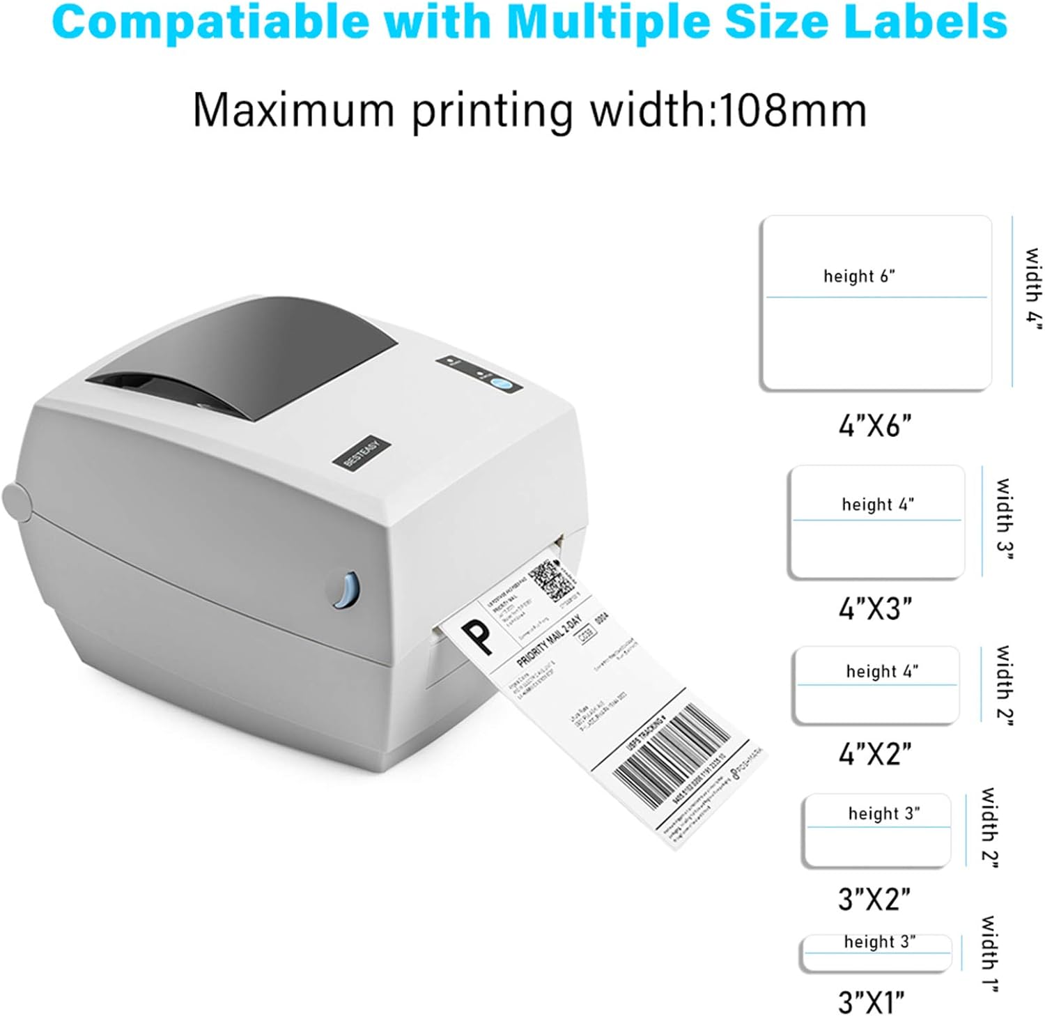 BESTEASY Shipping Label Printer, USPS Label Printer, 4x6 Thermal Printer for Shipping Labels, Commercial Grade Label Maker-High Speed & Clear Printing, Compatible with FedEx, Amazon, Ebay, ups, etsy Pack of 2