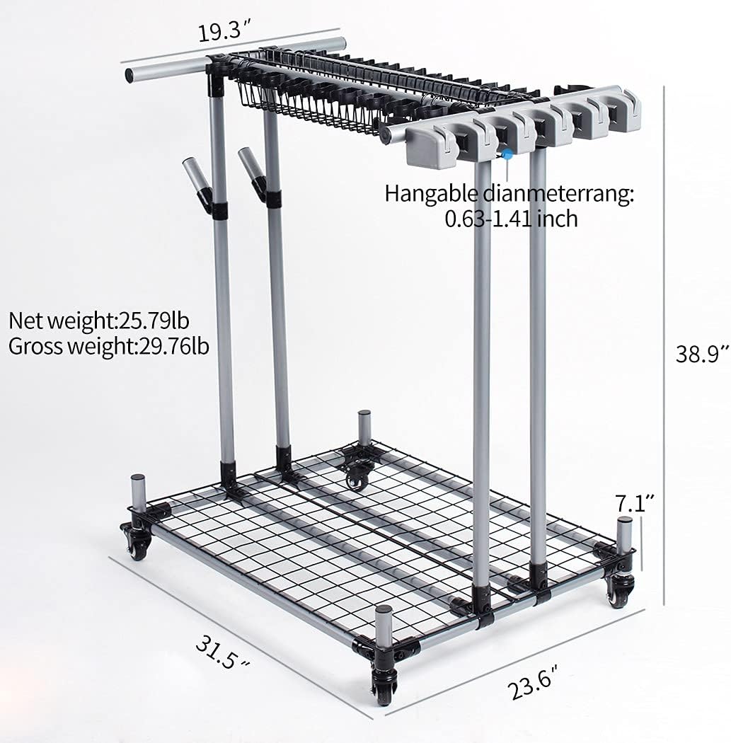 QTJH Mobile Garden Tool Tower Garage Storage Holder Suitable for outdoor, indoor, home courtyard, backyard garden, tool storage rack, mop rack Corner workshop space organizer broom long handle tool rack