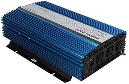 AIMS Power PWRI150024S Pure Sine Power Inverter, 1500W Continuous Power, 3000W Surge Peak Power, 24V DC Input, Pure Sine Wave, USB Port, Triple AC Receptacles, On/off Switch