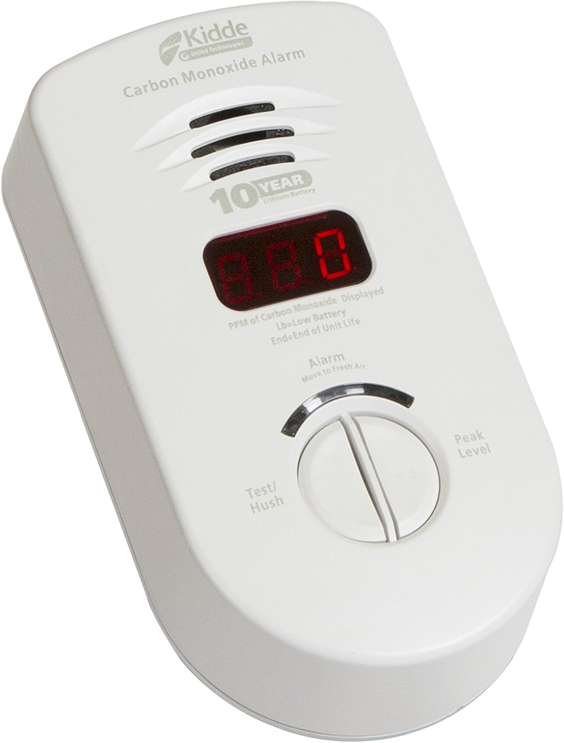 Kidde Carbon Monoxide Detector, AC-Plug-In with 10-Year Battery Backup & Digital Display