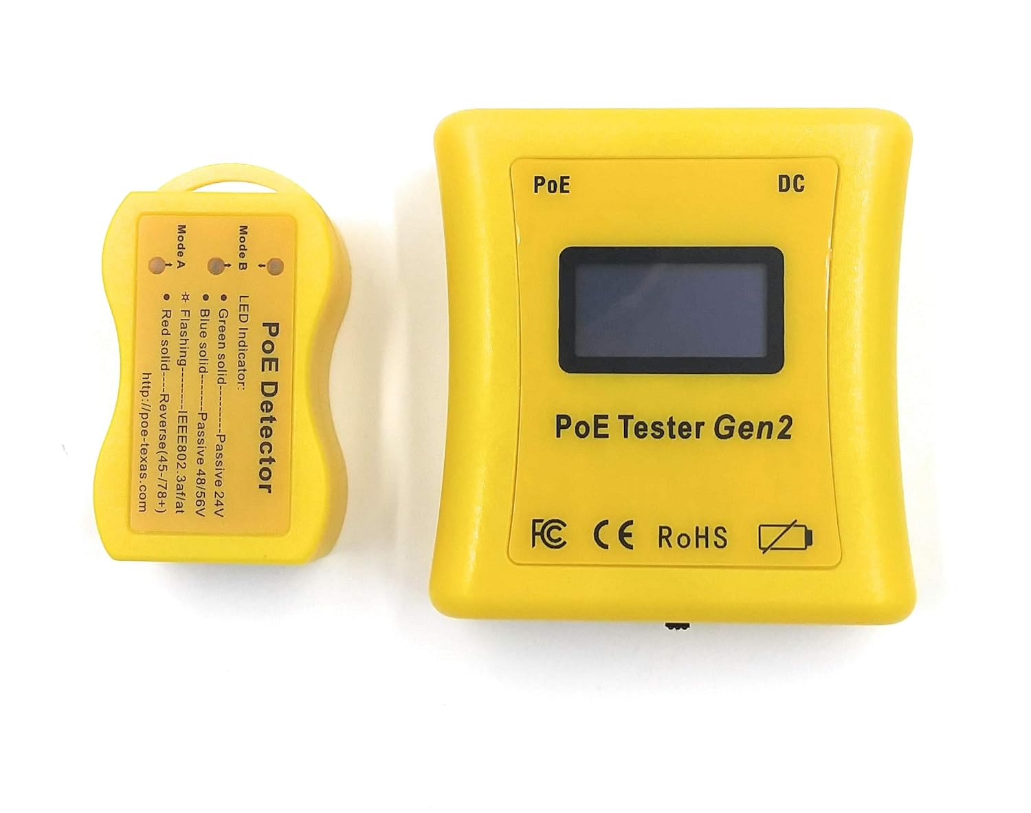 PoE Tester Gen2 by PoE Texas - Power Over Ethernet Tester to Determine Voltage, Current and Power Consumption on Network Cable - Identify PoE and Troubleshoot Connection Problems, No Battery Needed Pack of 2