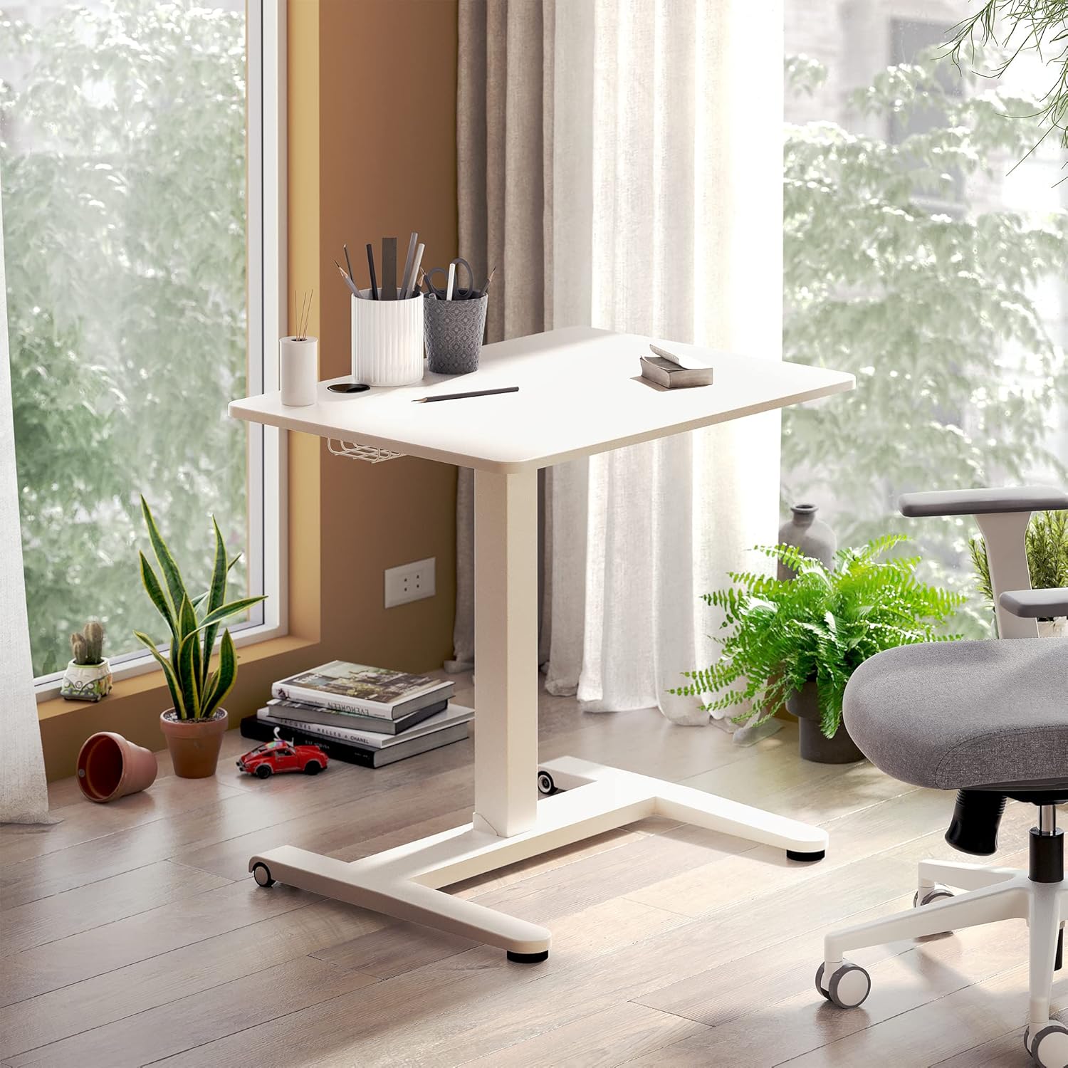 Compact Pneumatic Height Adjustable Standing Desk by ERGOBOND (Black)