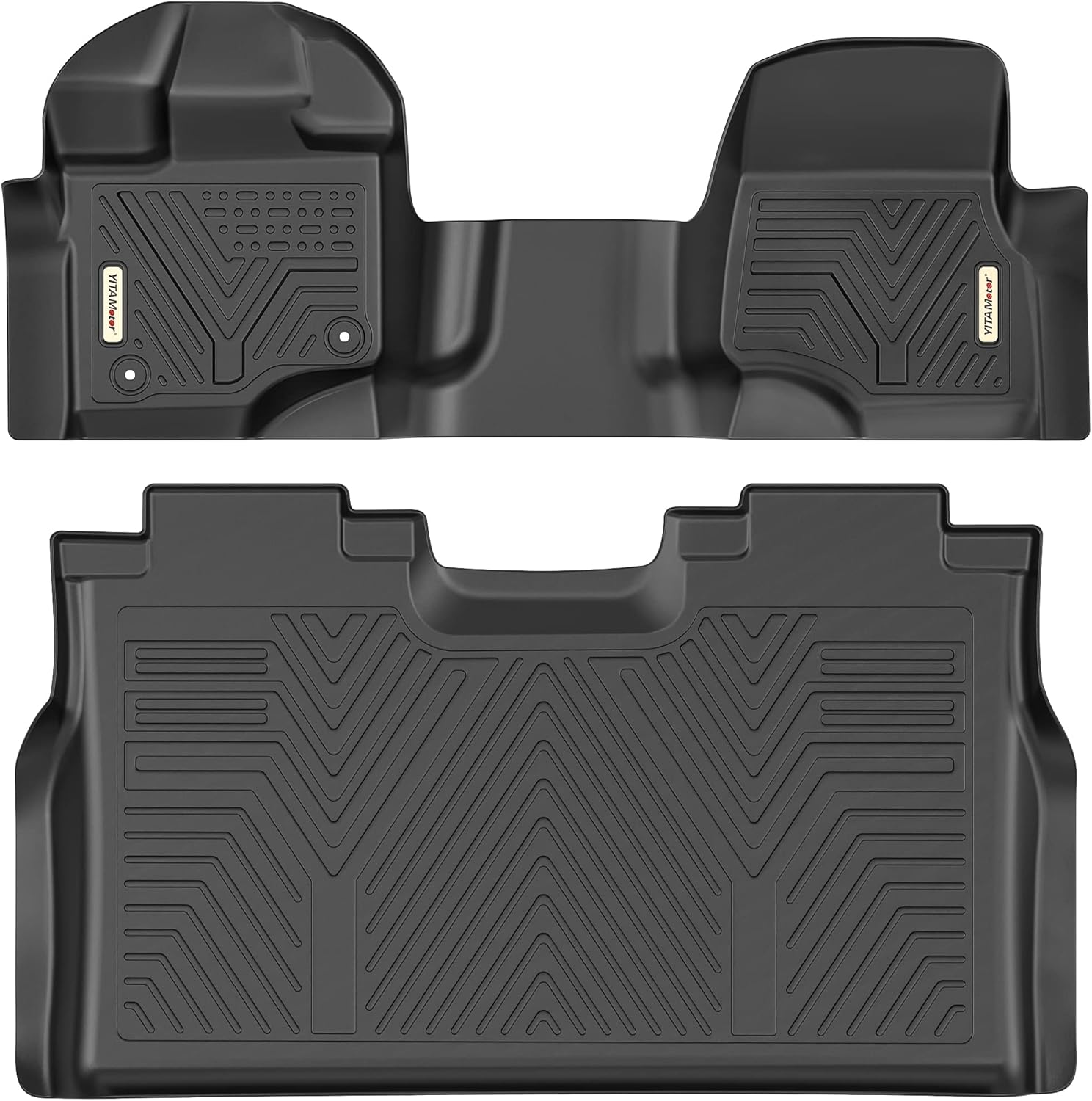 YITAMOTOR Floor Mats Compatible with Ford F150, Custom Fit Floor Liners for 2015-2022 Ford F-150 Super Crew Cab with 1st Row Bench Seats, 1st & 2nd Row All Weather Protection, black,Bench seating