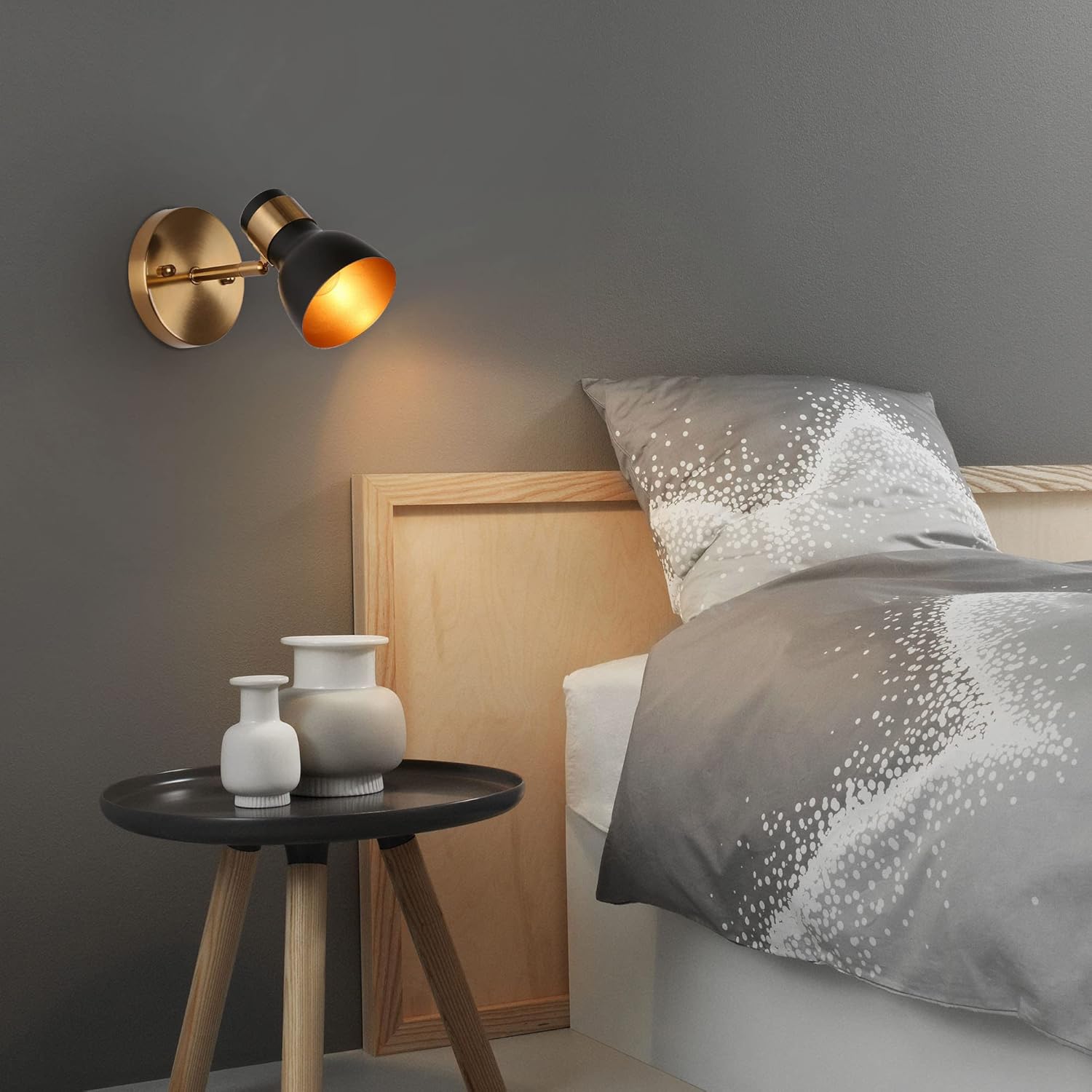 ZEVNI Wall Sconce, 1-Light Sconces Wall Lighting, Adjustable Transitional Black Gold Light Fixture