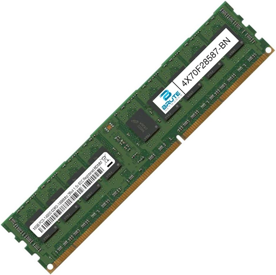 Brute Networks 4X70F28587-BN - 16GB PC3-14900 DDR3-1866Mhz 2Rx4 1.5v ECC Registered RDIMM (Equivalent to OEM PN # 4X70F28587) Pack of 2