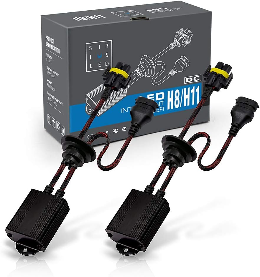 SIR IUS LED H11 H9 H8 LED Canbus Decoder cancel error message fix led bulb on and off flickering problem adapter pack of 2