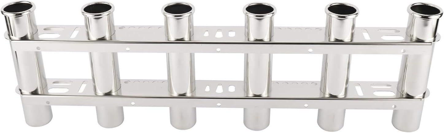 NovelBee 316 Stainless Steel 6 Tubes Fishing Rod Holder for Boat Marine Kayak Yacht Pack of 2