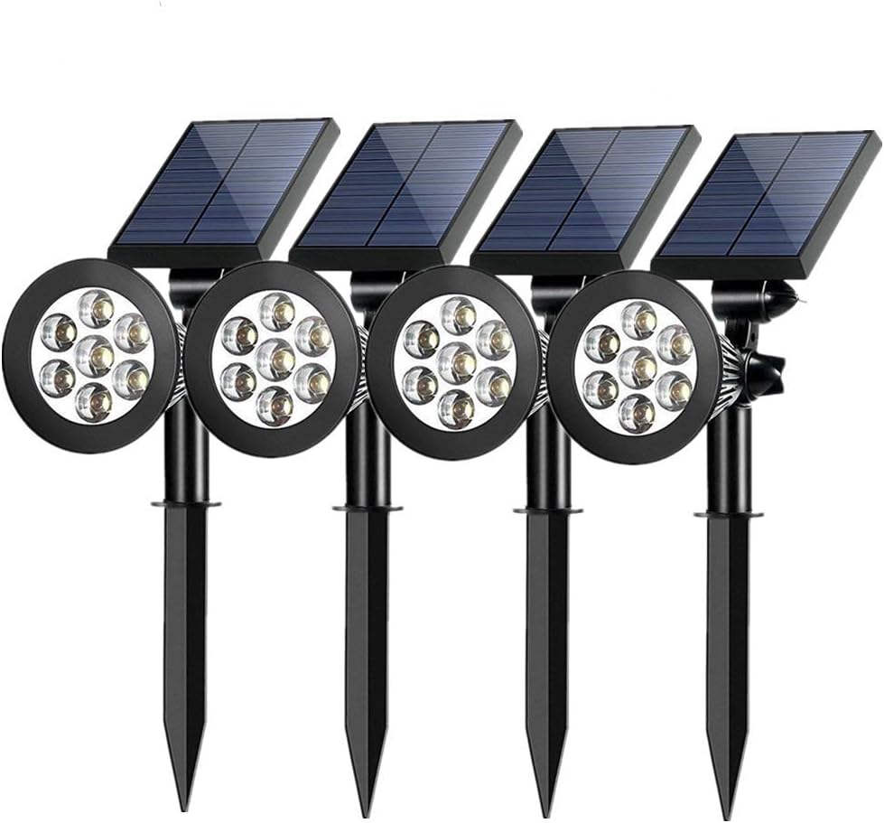 Sunklly Outdoor Solar Spotlights 7 Led 2-in-1 Waterproof Outdoor Solar Adjustable Landscape Spotlights Lawn Garden Patio Deck Yard Driveway(4 Pack)