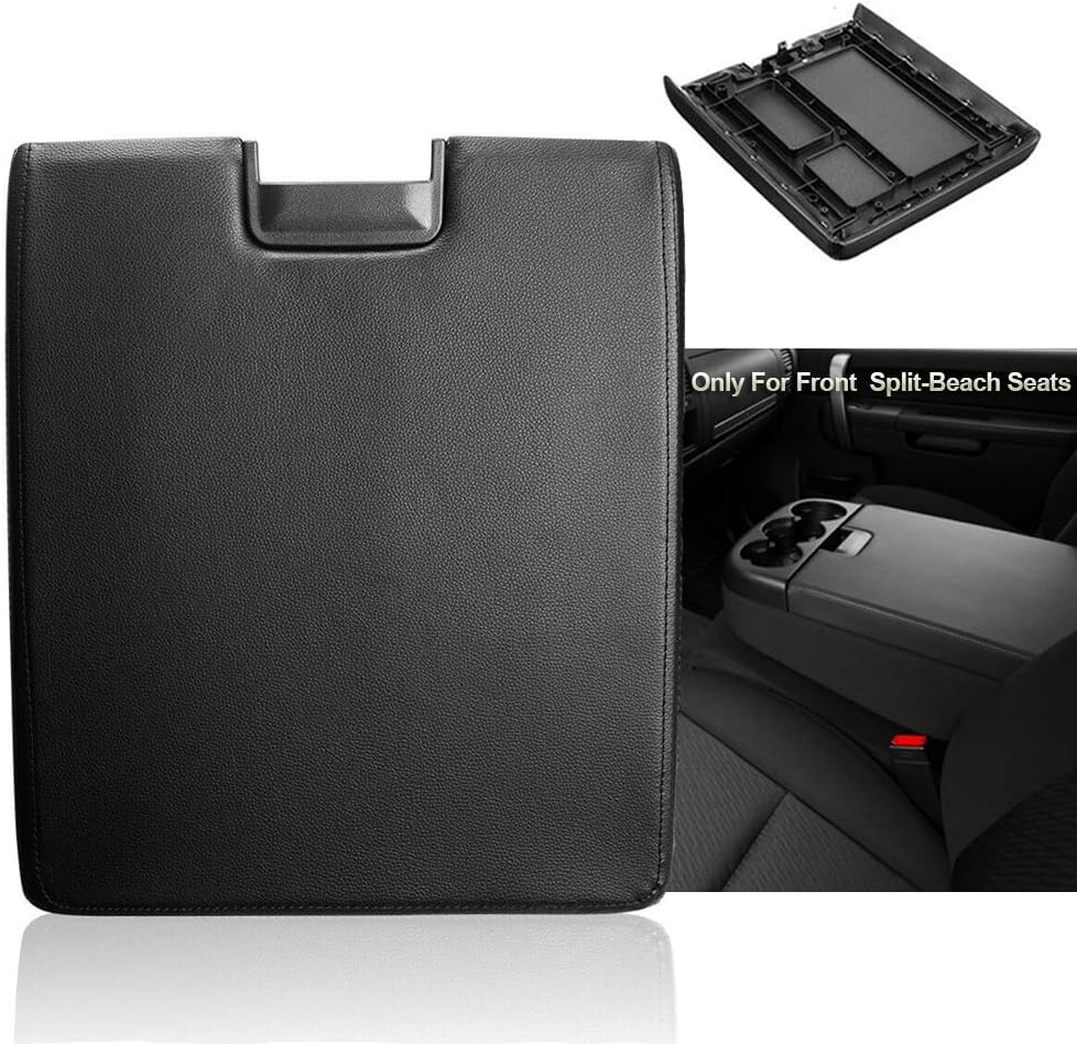 Center Console Armrest Lid with Latch for 2007-2013 Chevy Tahoe/Avalanche, 2008-2014 Silverado/GMC Yukon(XL)/Sierra 1500/2500/3500, Center Console Cover Repair Kit, Replaces OEM 20864154, Black Pack of 2