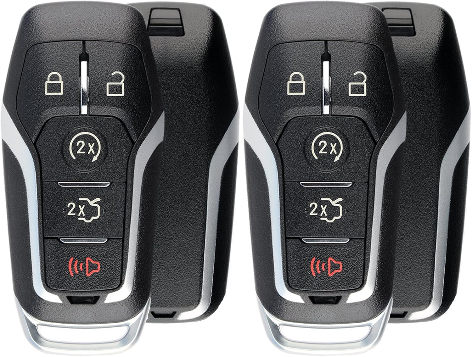 KeylessOption Keyless Entry Remote Smart Key Fob Shell Case for Ford Fusion Mustang Edge M3N-A2C31243800 (Pack of 2)