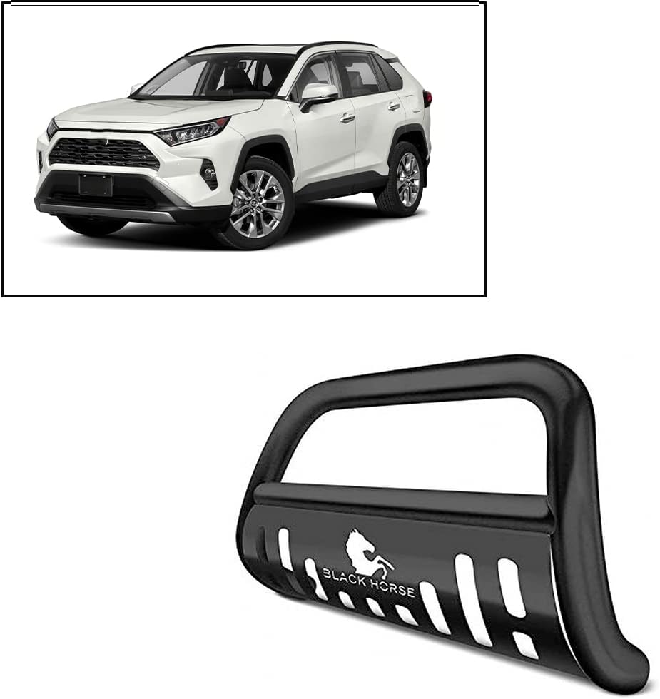 Black Horse Black Steel A Bar No Skid Plate Compatible with 2019-2022 Toyota Rav4