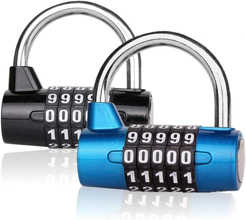 5 Digit Combination Lock - Outdoor Waterproof Resettable Number Padlock Set Your Own for Gym, School Locker, Sports, Hasp Cabinet, Fence, Gate, Toolbox (2-Pack)
