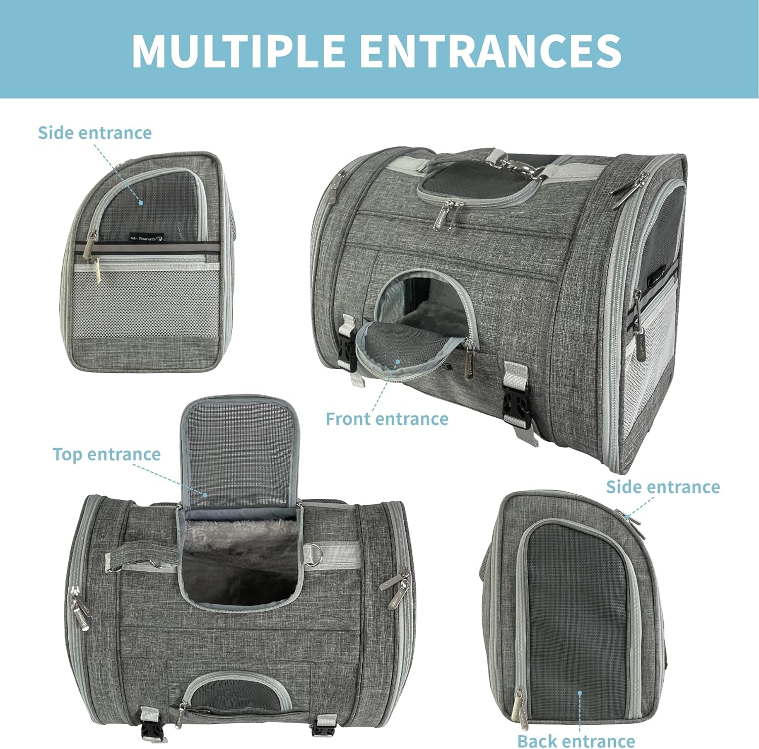 Mr. Peanut's Monterey Series Convertible Backpack Airline Approved Pet Carrier for Small Pets, Please Check Sizing