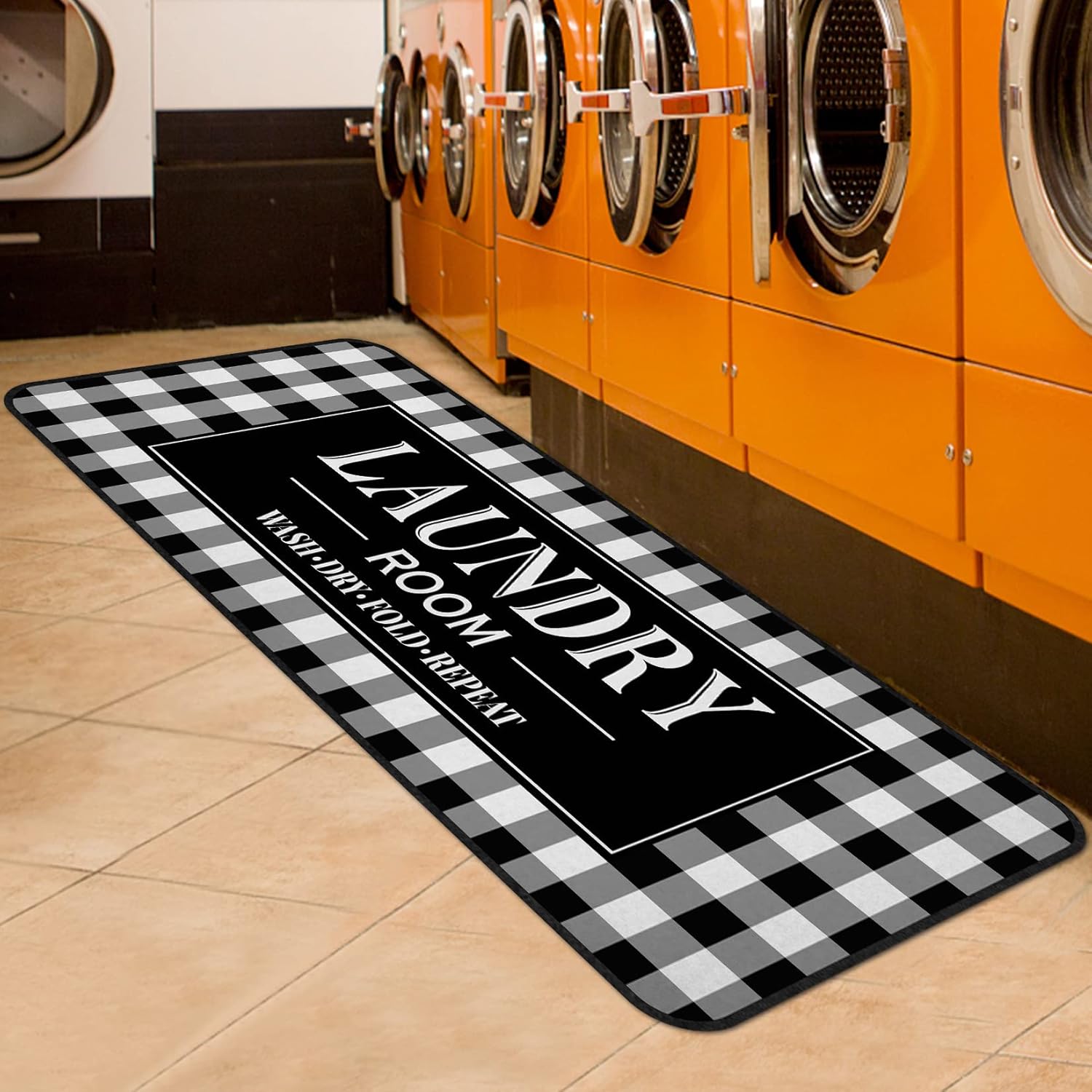Laundry Room Rug Runner Non Slip Laundry Mats Mudroom Runner Farmhouse Kitchen Floor Mat Bathroom Buffalo Plaid Laundry Room Decor Accessories 2' X 6'