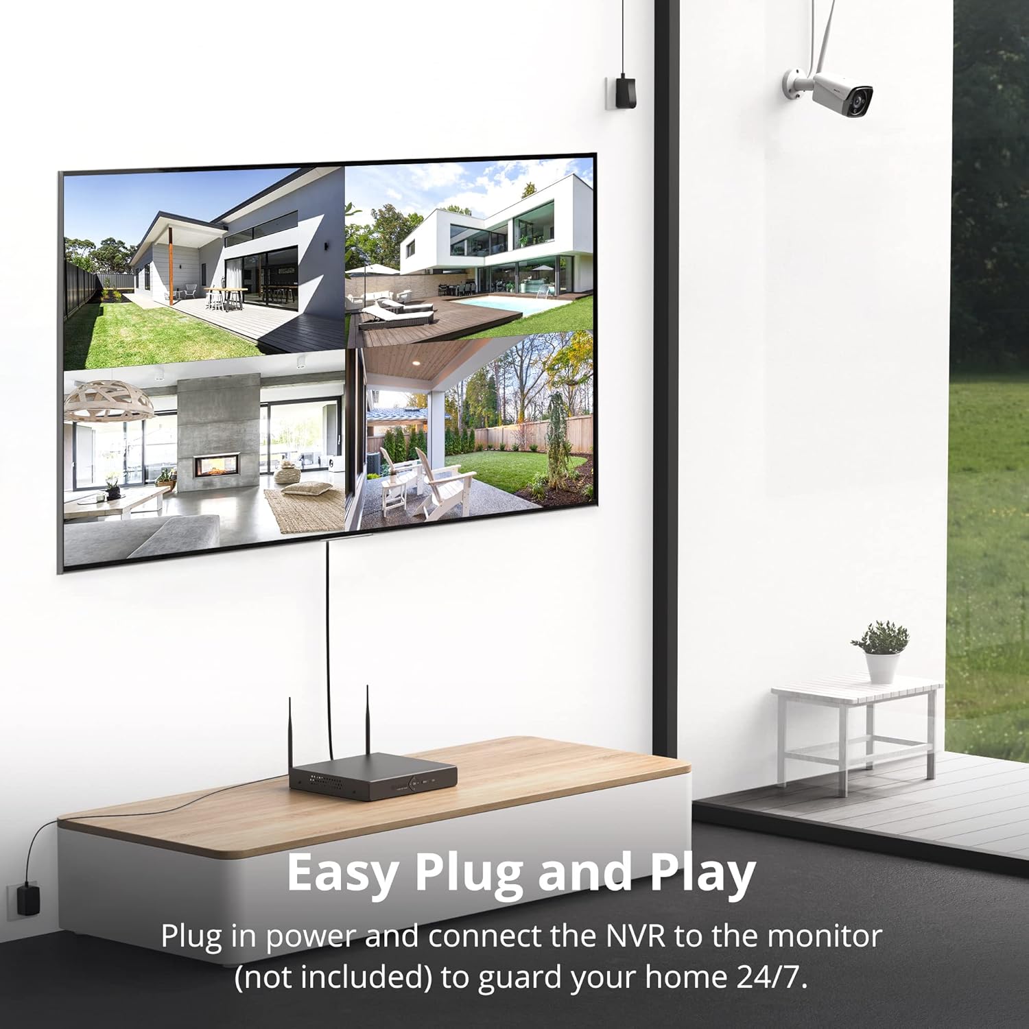 3MP Security Camera Outdoor, Dragon Touch 8CH NVR 4pcs WiFi Security Cameras System with Color Night Vision, Cameras for Home Security, AI Human Detection, Remote Access, Waterproof, No Hard Disk