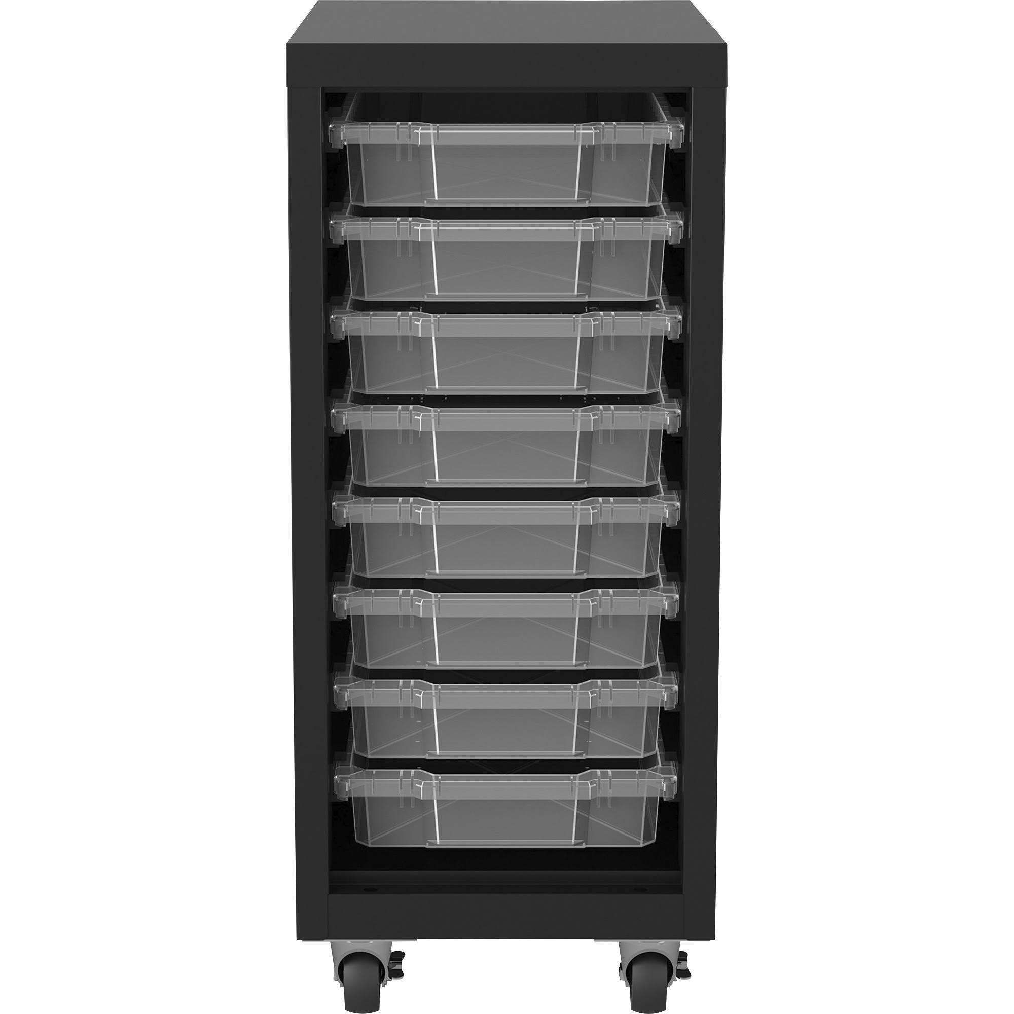Lorell Pull-Out Bins Mobile Storage Tower, Black/Clear