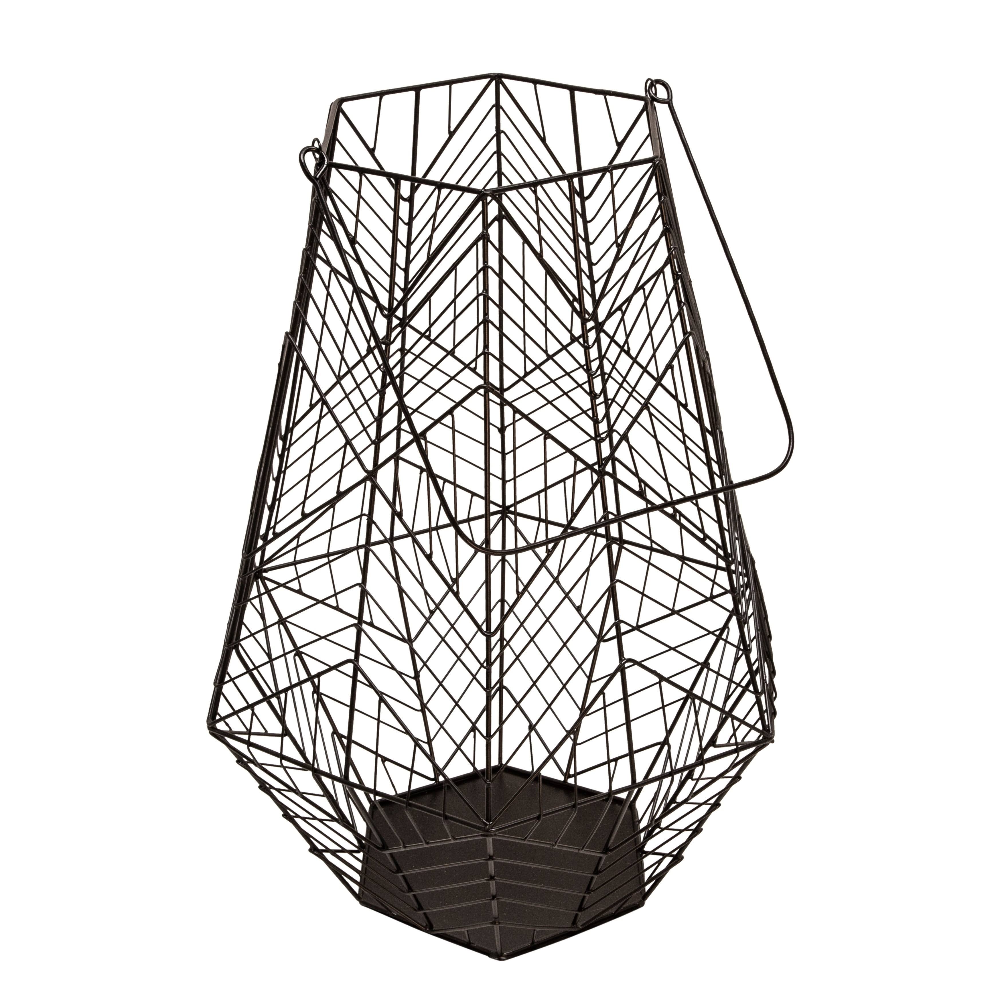 Metal 24x22 Wire Lantern, Black - Sagebrook Home 15442