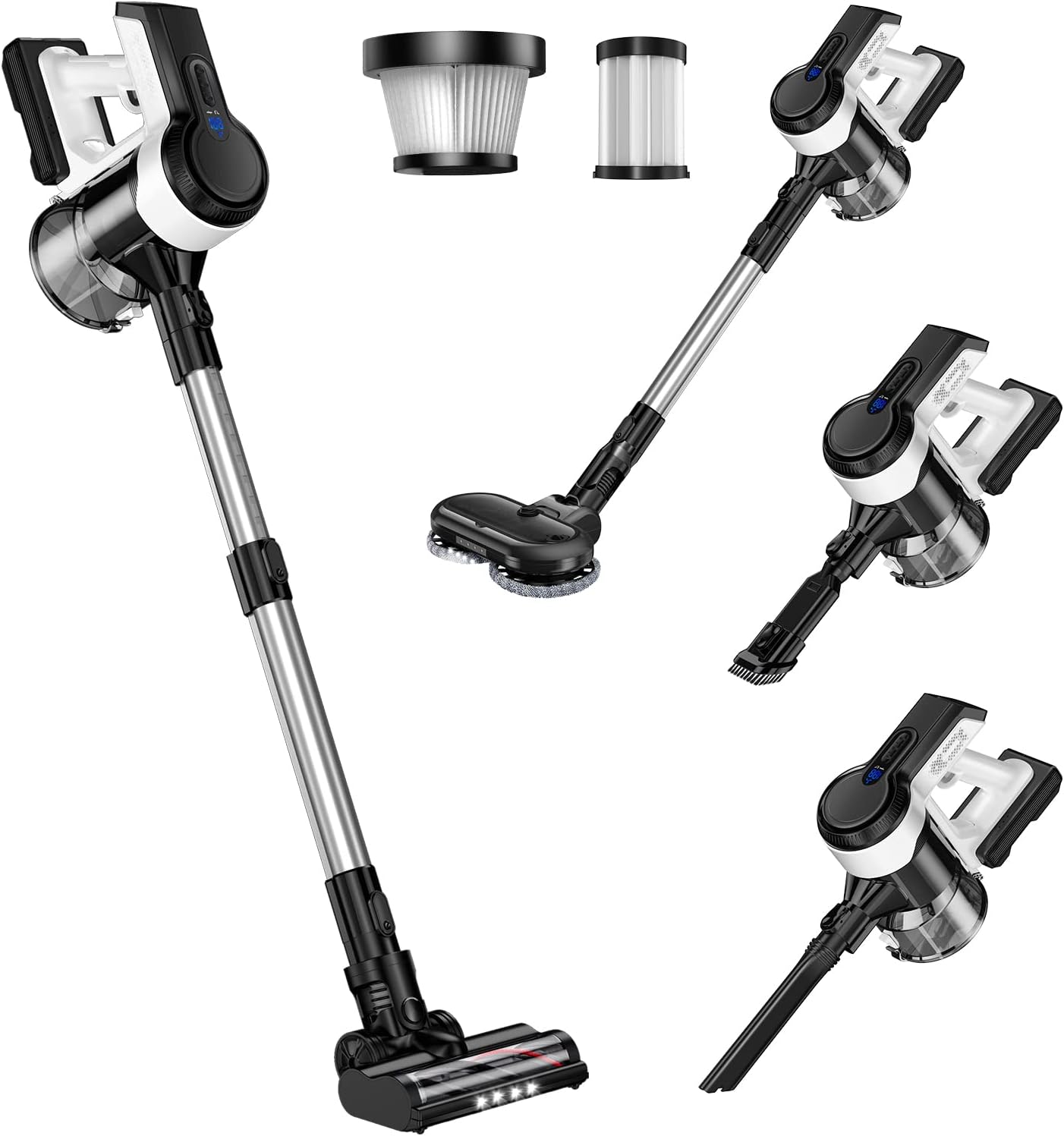 Cordless Vacuum Cleaner Lightweight Handheld: 4-in-1 250w Powerful & Adjustable 3 Levels Suction Stick Vacuum with 50min Max Runtime Quiet Vacuum for Home Carpet Hardwood Floor Pet Hair Model A18