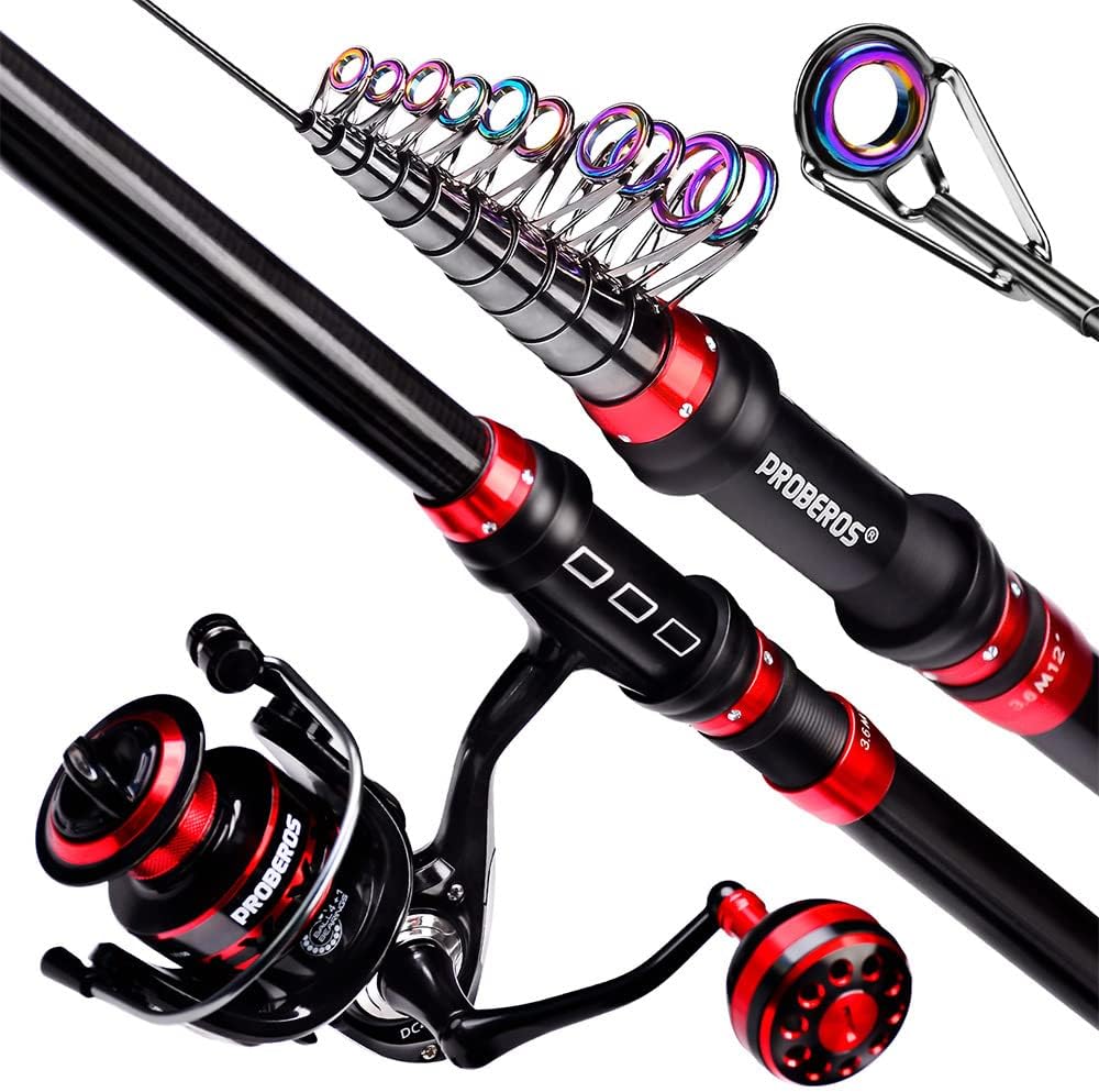 Telescopic Fishing Rod Reel Combo Set, Contains Fishing Lures & Line for Travel Saltwater Freshwater Fishing Pack of 2