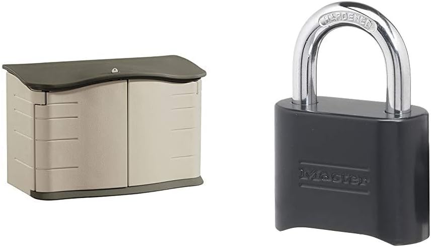Rubbermaid Horizontal Storage Shed, Small & Master Lock 178D Set Your Own Combination Lock, 1 Pack, Black