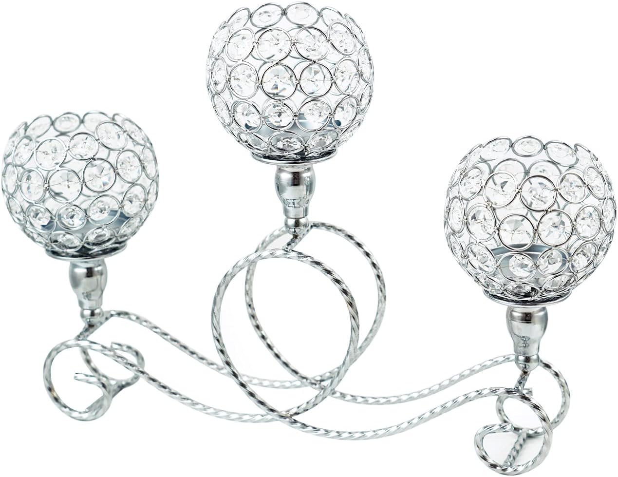 VINCIGANT Gold Crystal Candle Holders, Elegant 3 Arms Table Candelabra Centerpieces Halloween Decorationsfor Party Christmas ThanksgivingGifts Pack of 2