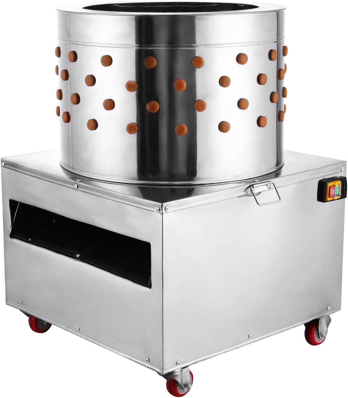 VEVOR Chicken Poultry Plucker 2200W 240R/min Turkey Chicken Poultry Plucking Machine 23.5Inch Barrel Diameter Stainless Steel Feather Plucking Machine with Wheels Defeather Hair Removal Machine